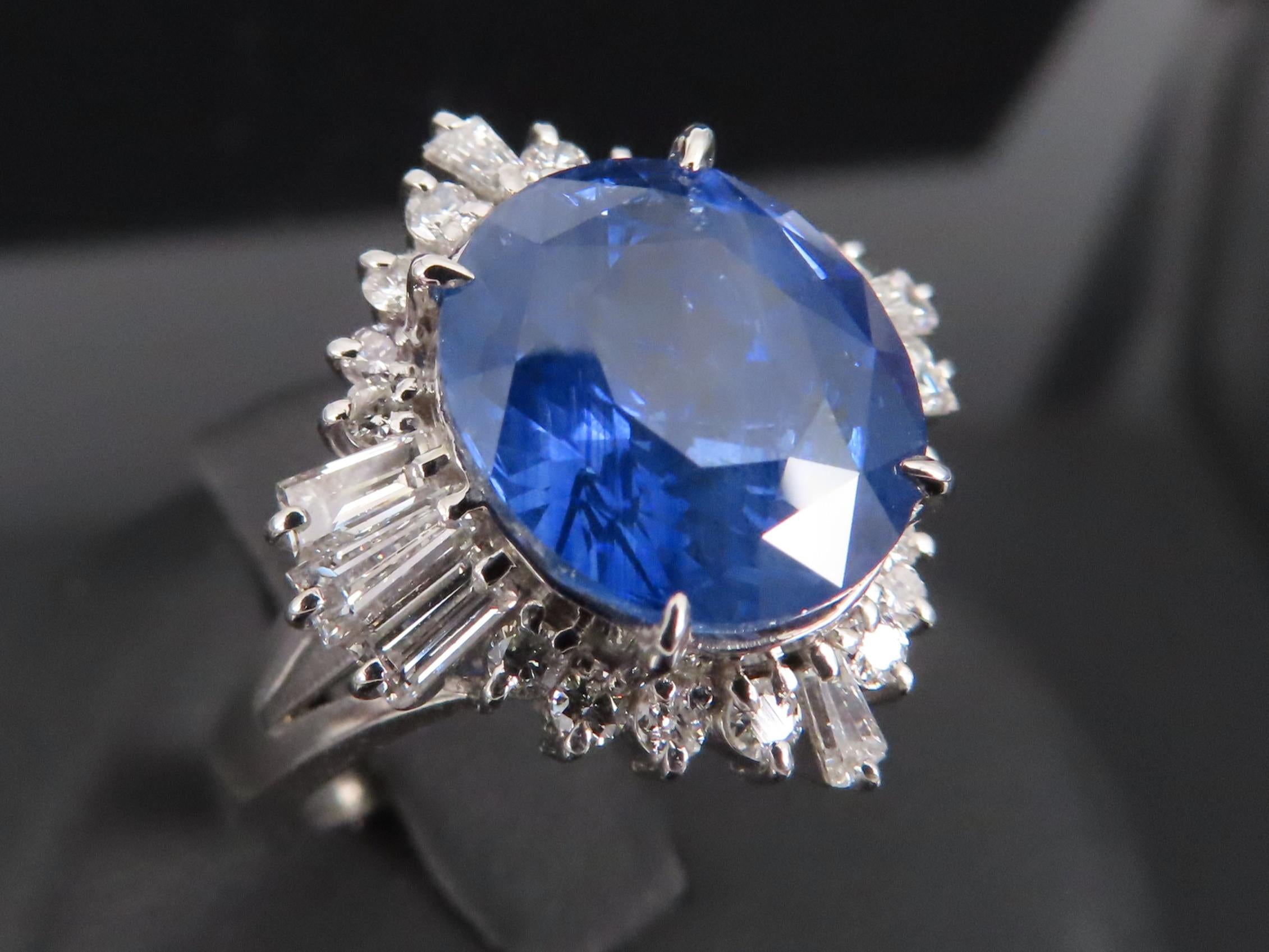 GIA 5.14ct Cornflower Blue Sapphire & 0.69ct Diamond Platinum Ring, Size 5.75