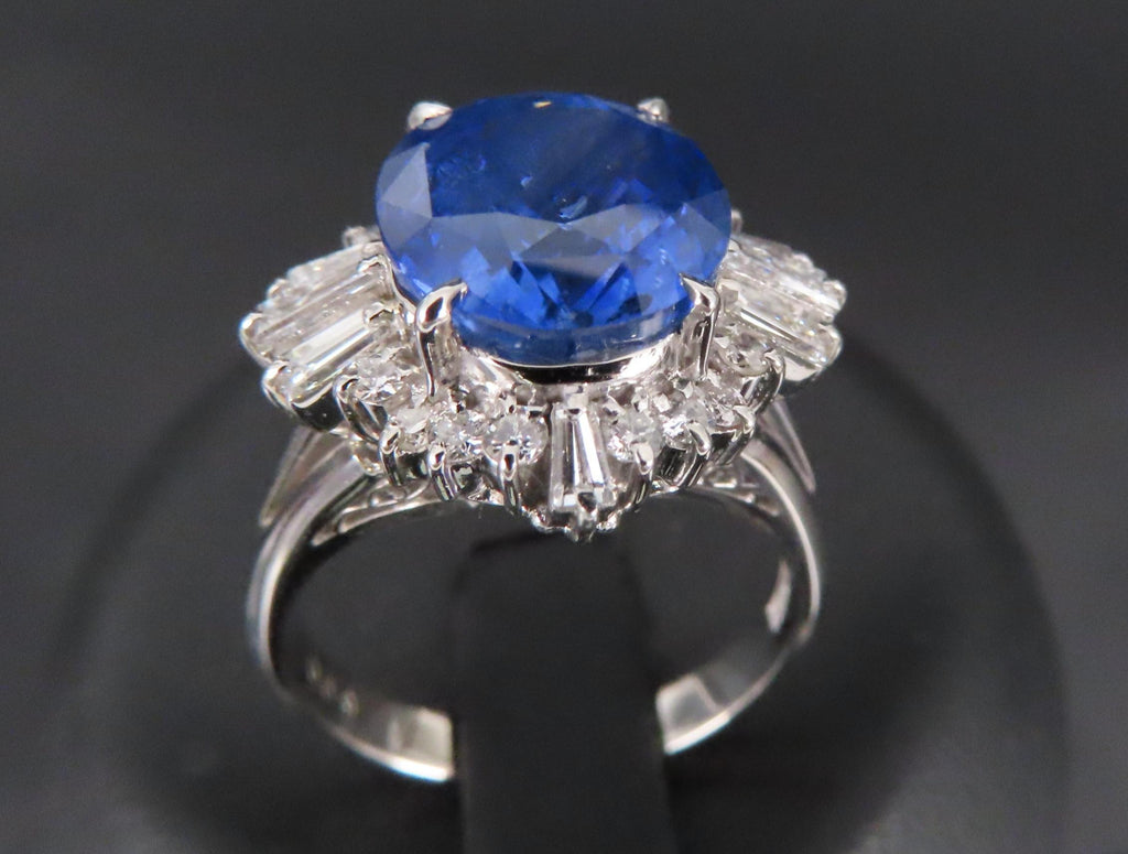 GIA 5.14ct Cornflower Blue Sapphire & 0.69ct Diamond Platinum Ring, Size 5.75