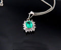 Vintage 0.30ct Colombian Emerald 0.18ct Diamond Platinum Chain Necklace