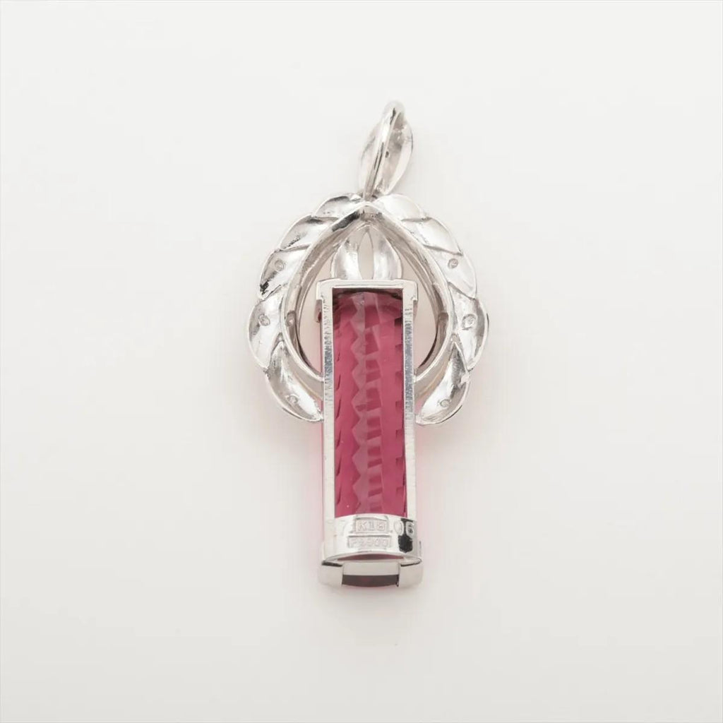 7.70ct Rubellite Tourmaline 0.06ct Diamond Platinum & 18K Yellow Gold Pendant