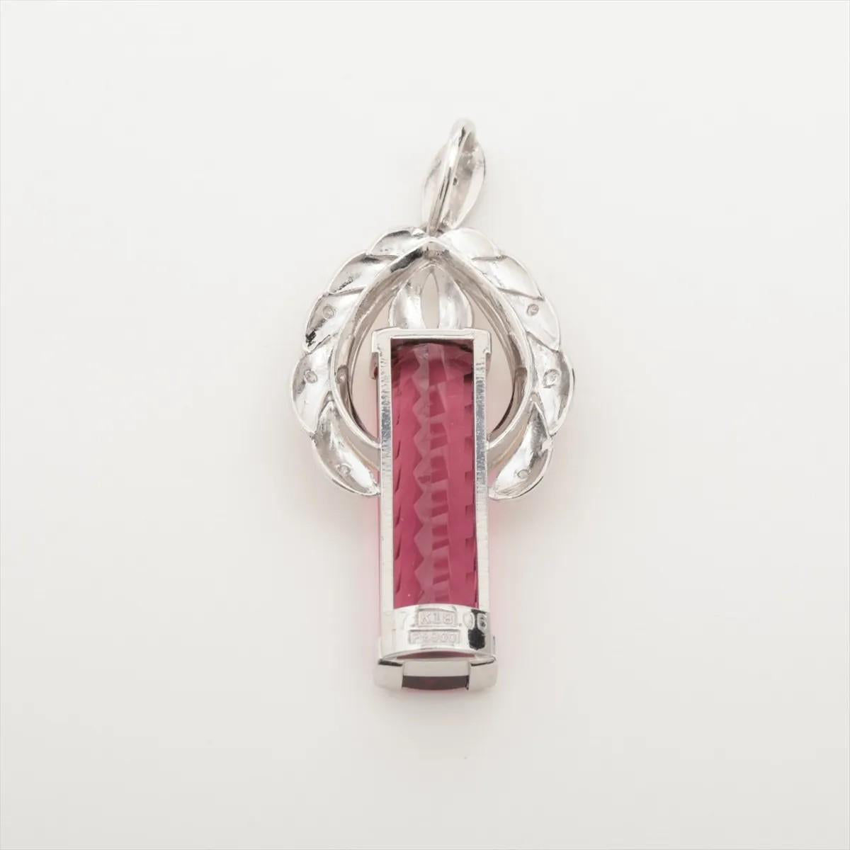 7.70ct Rubellite Tourmaline 0.06ct Diamond Platinum & 18K Yellow Gold Pendant