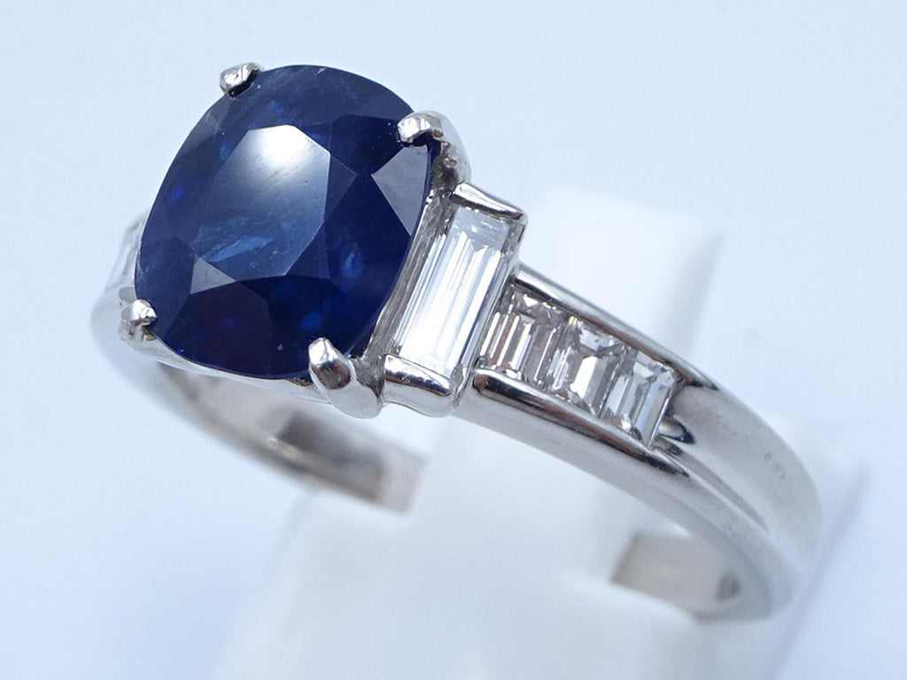 1.89ct GIA Burma No Heat Blue Sapphire & 0.54ct Diamond Platinum Ring Size 7.5