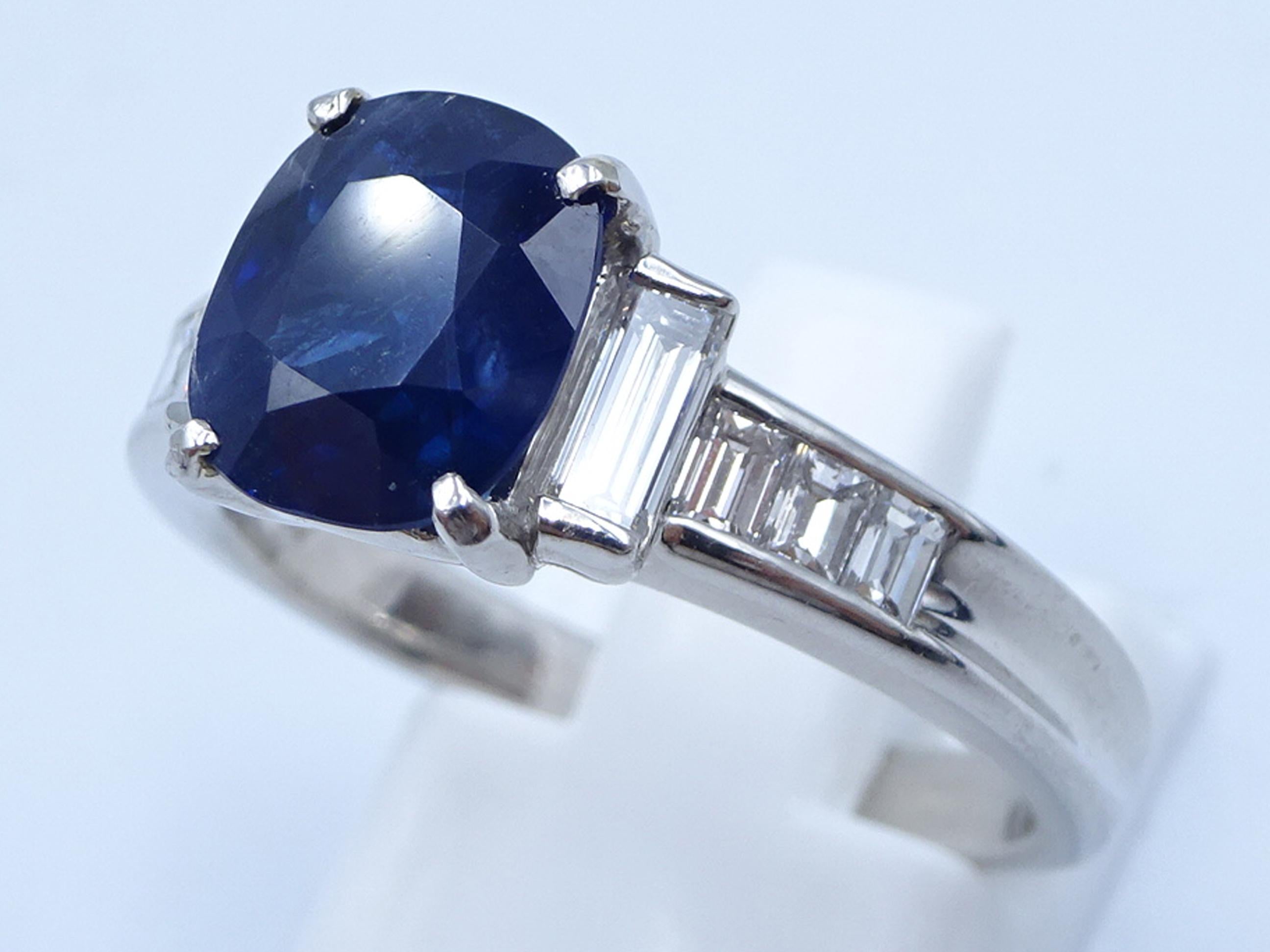 1.89ct GIA Burma No Heat Blue Sapphire & 0.54ct Diamond Platinum Ring Size 7.5