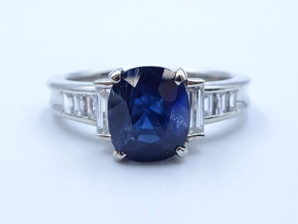 1.89ct GIA Burma No Heat Blue Sapphire & 0.54ct Diamond Platinum Ring Size 7.5