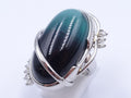 38.45ct Bi-Color Indicolite Tourmaline 0.28ct Diamond Platinum Ring Size 6.5