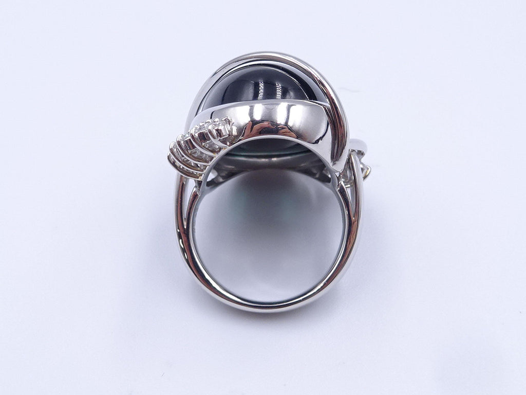 38.45ct Bi-Color Indicolite Tourmaline 0.28ct Diamond Platinum Ring Size 6.5
