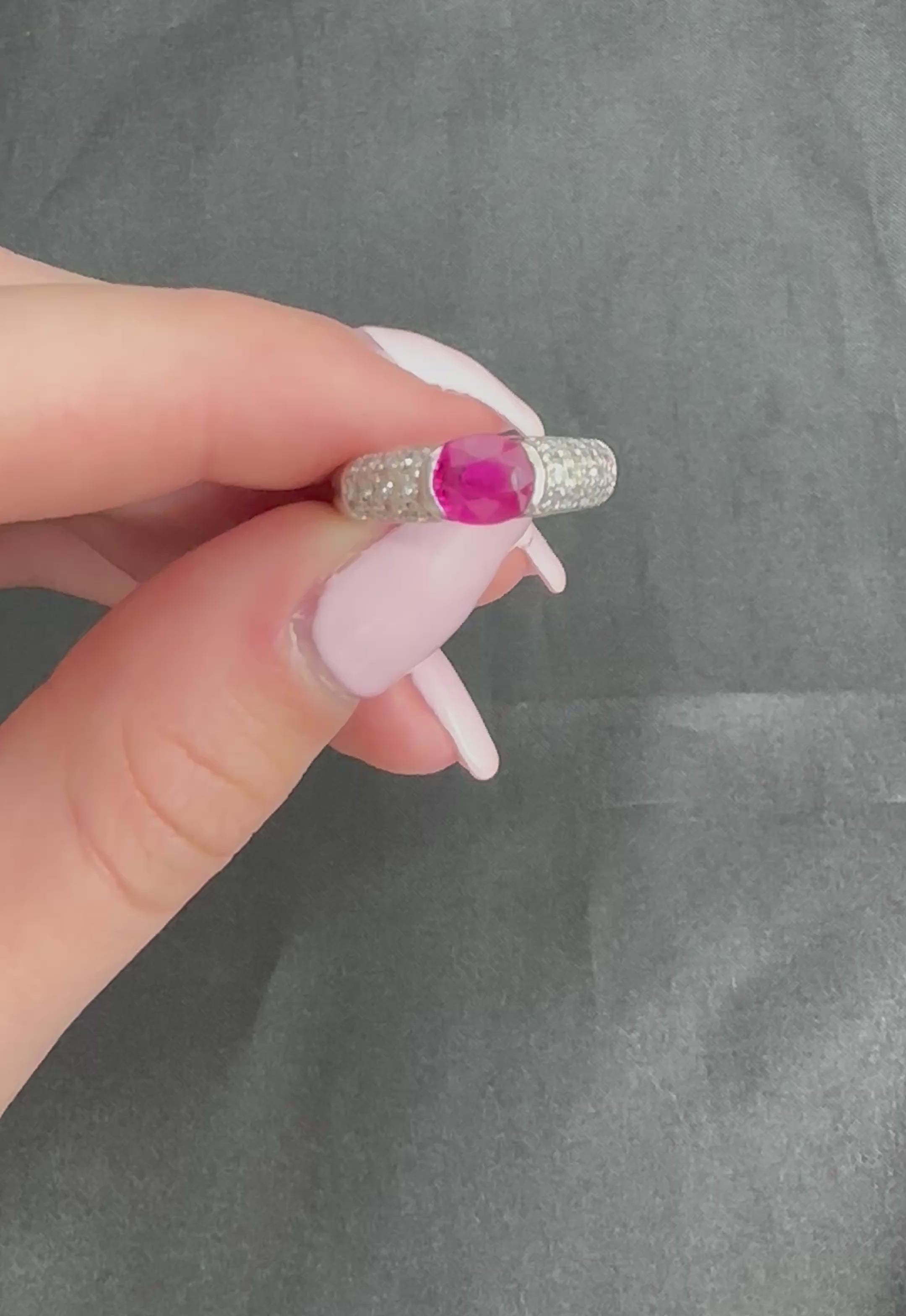 1.28ct GIA Burma Ruby & 0.30ct Diamond Platinum Ring Size 7.5, 7.2g
