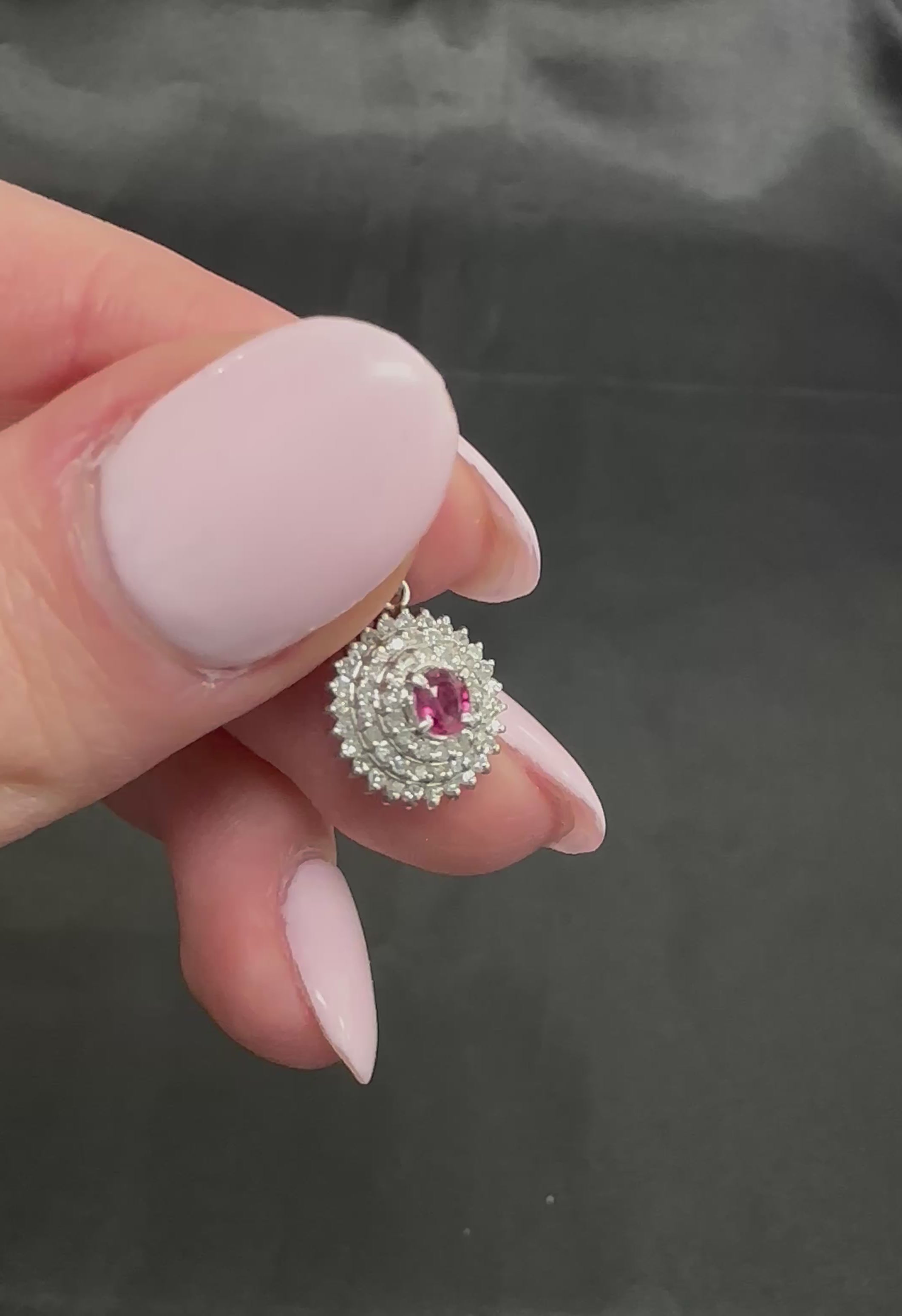 Vintage 0.20ct Natural Ruby & 0.33ct Diamond Triple Halo Platinum Pendant, 2.12g
