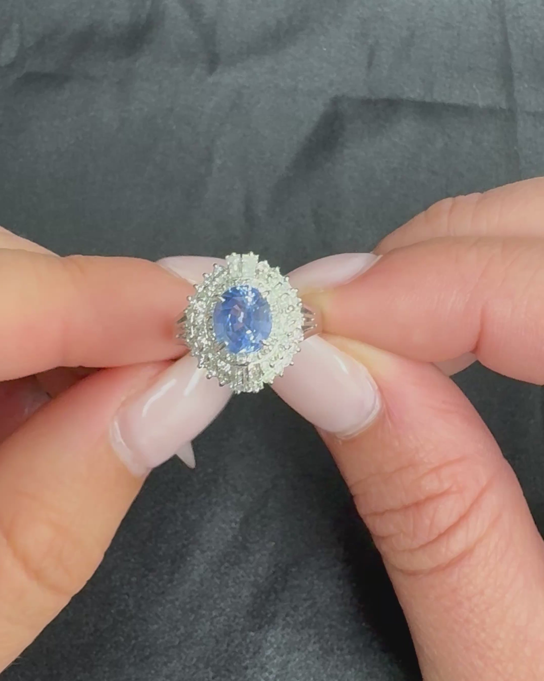 Rare 2.09ct GIA Ceylon No Heat Sapphire & 0.69ct Diamond Platinum Ring Size 5.25