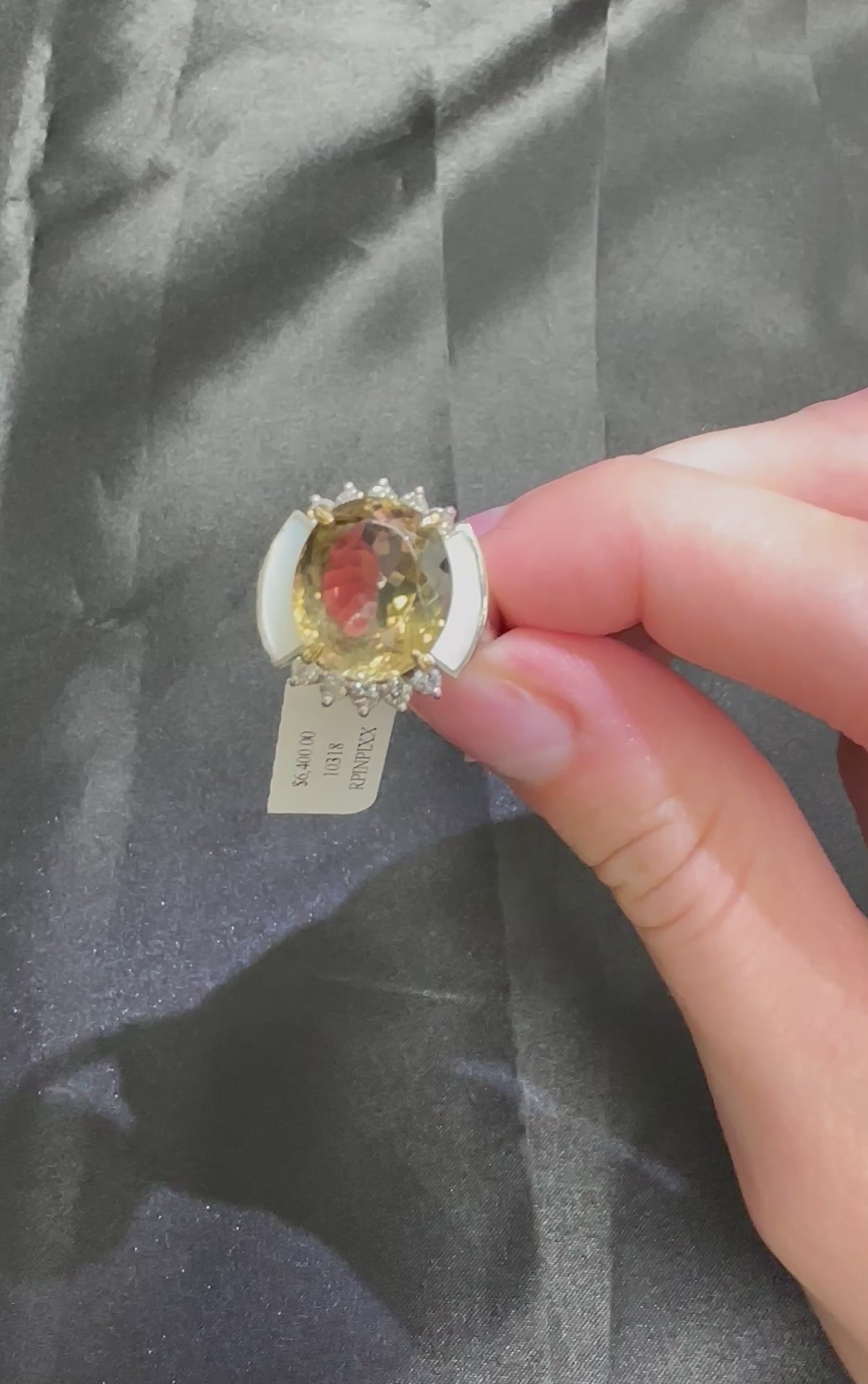 10.18ct Party Color Tourmaline & 0.50ct Diamond Platinum  18K Gold Ring Sz 8.5