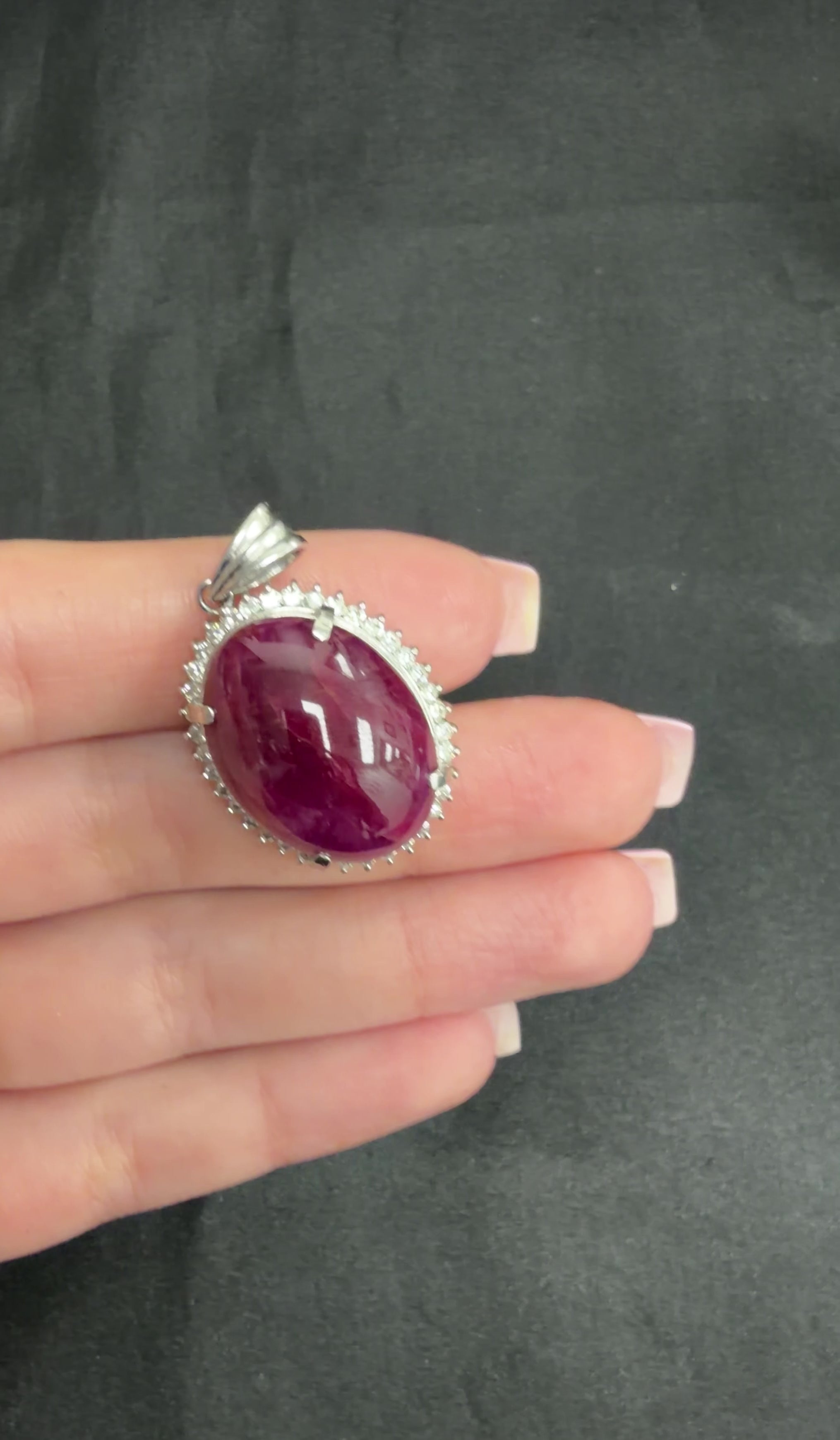 Vintage 29.45ct Natural Ruby & 0.85ct Diamond Platinum Pendant