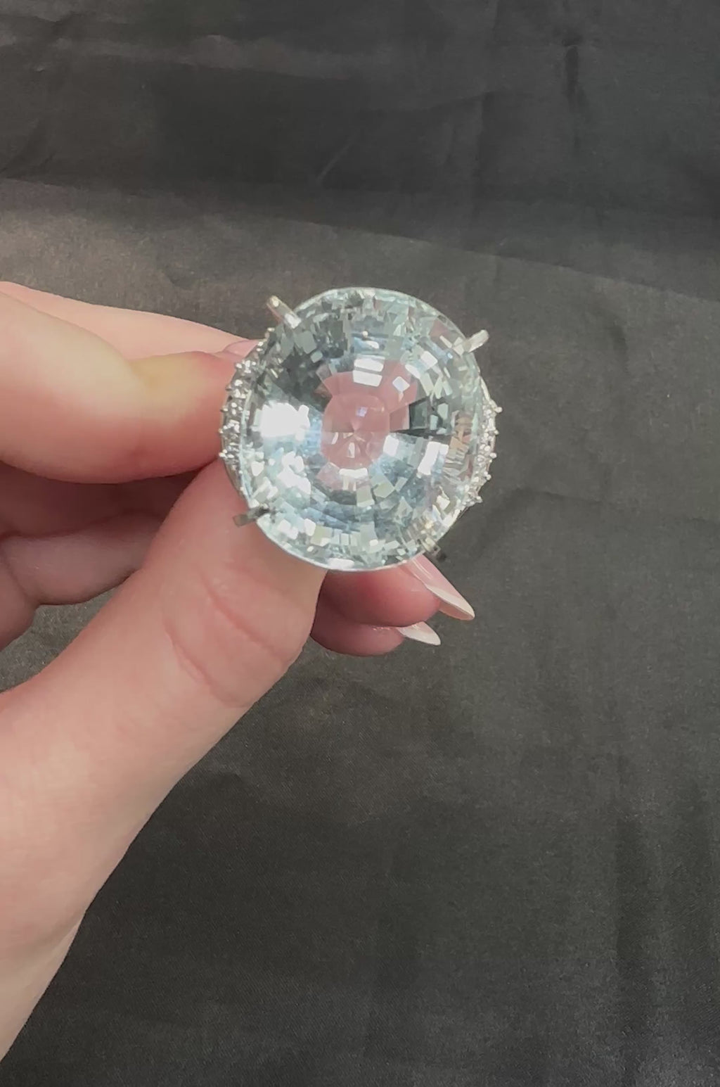 Rare 62.78ct Natural Aquamarine & 0.25ct Diamond Platinum Ring, 29.1g Size 6
