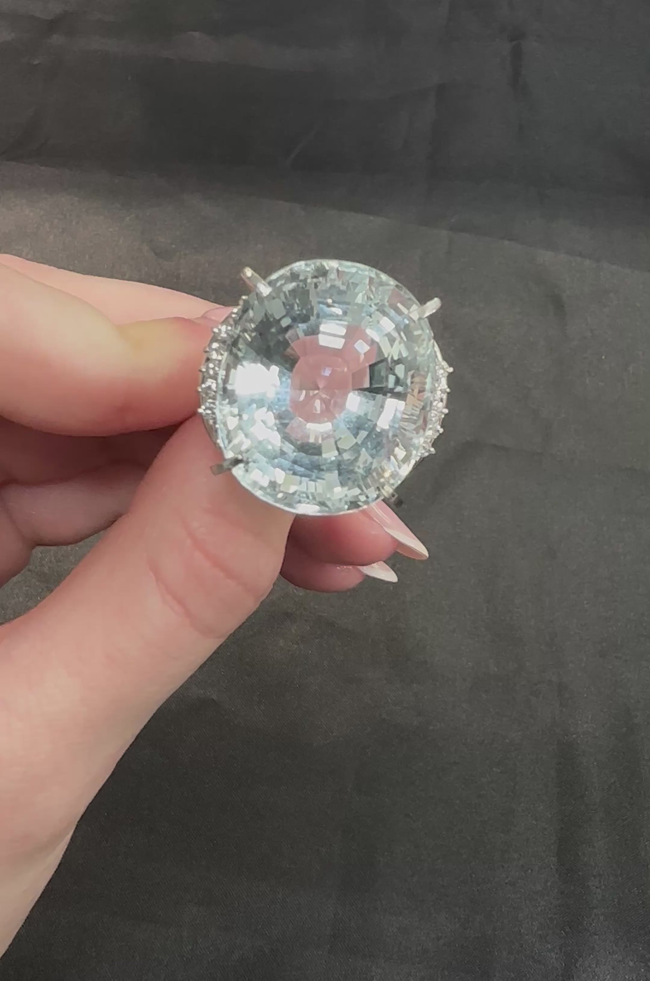 Rare 62.78ct Natural Aquamarine & 0.25ct Diamond Platinum Ring, 29.1g Size 6