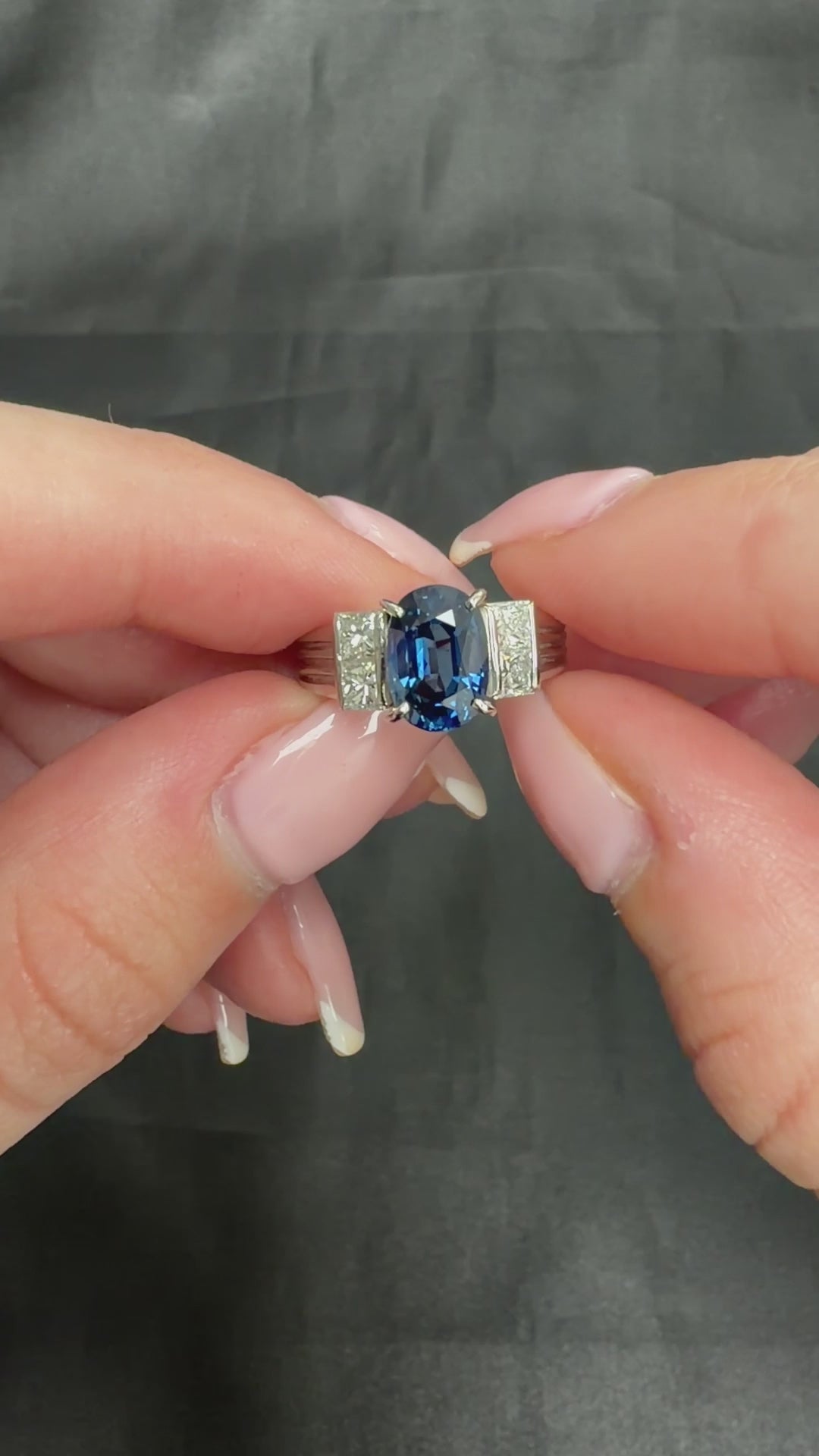 Fine 2.84ct Royal Blue Sapphire & 0.76ct Diamond Platinum Ring, Size 5.5