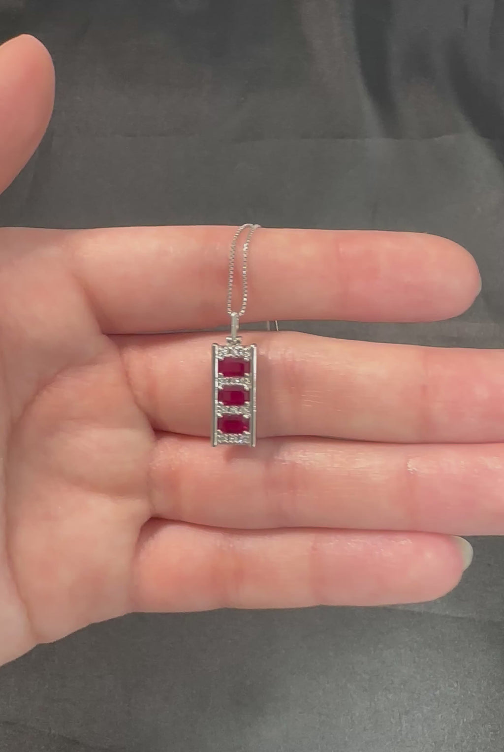 Vintage 1.08ct Intense Red Ruby & 0.10ct Diamond Platinum Bar Necklace