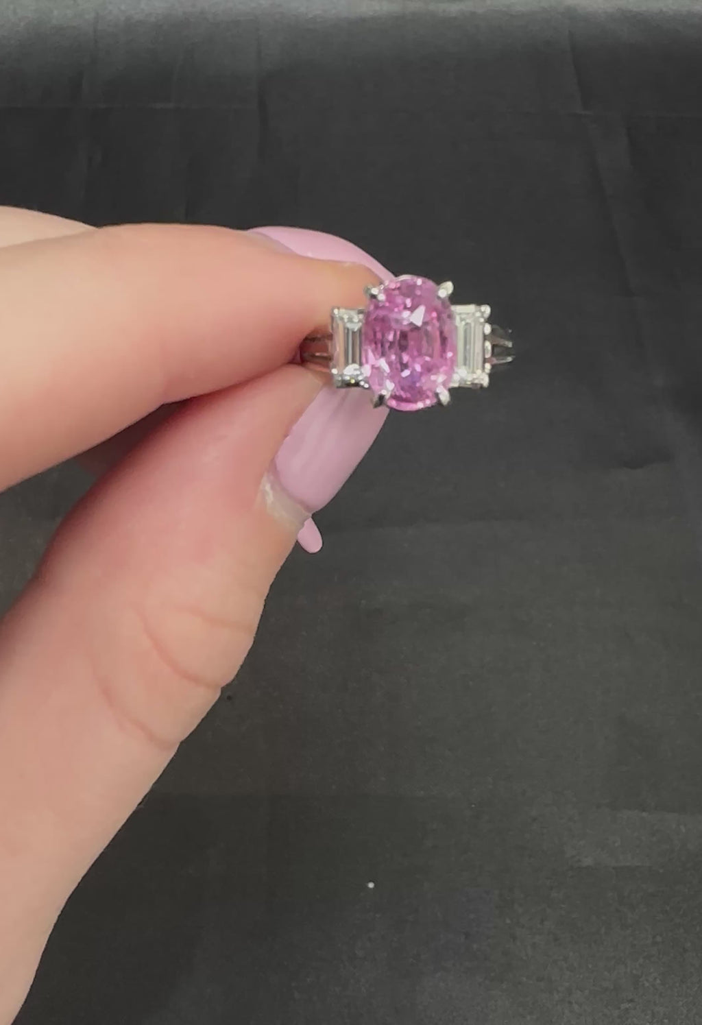 Rare 2.10ct GIA Certified Pink Sapphire 0.40ct Diamond Platinum Ring Size 5