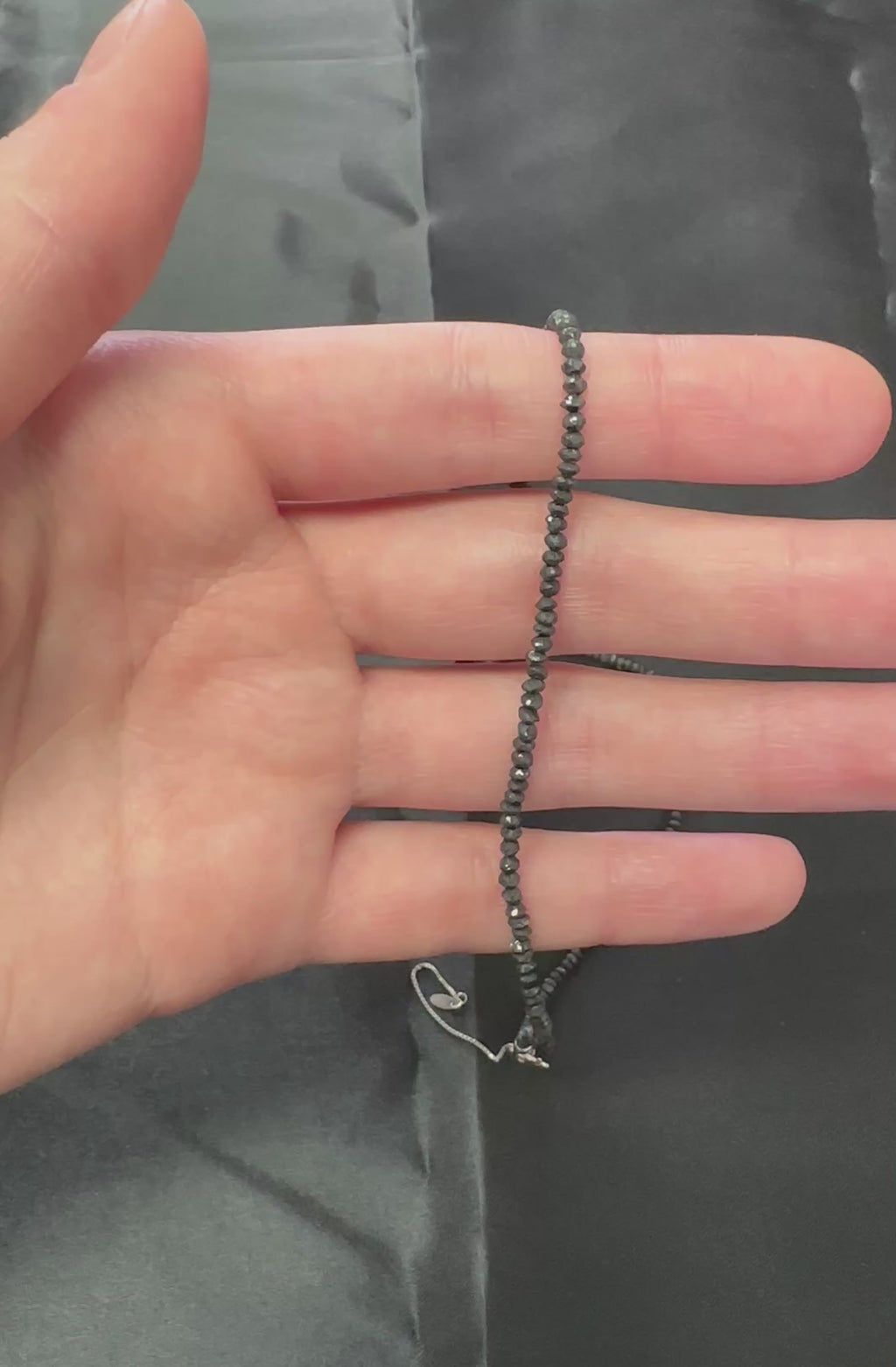 Estate 20.0ct Faceted Bead Cut Black Diamond 18K White Gold 18" Long Necklace