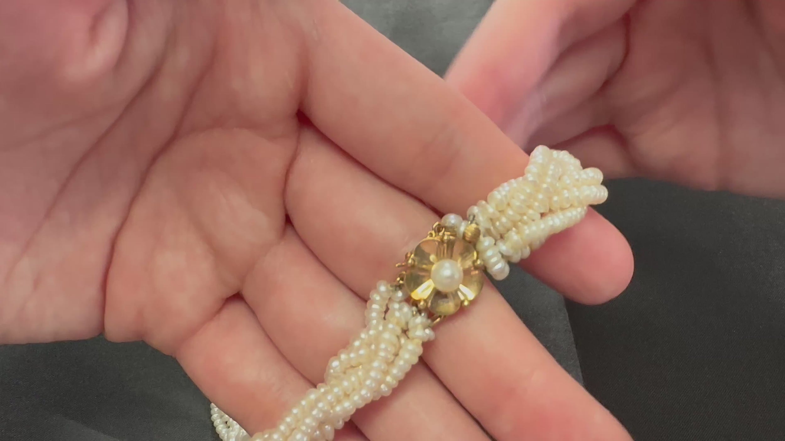 Vintage Twisted Knott Seed Pearl 20.5" 14K Yellow Gold Necklace 48.2gr