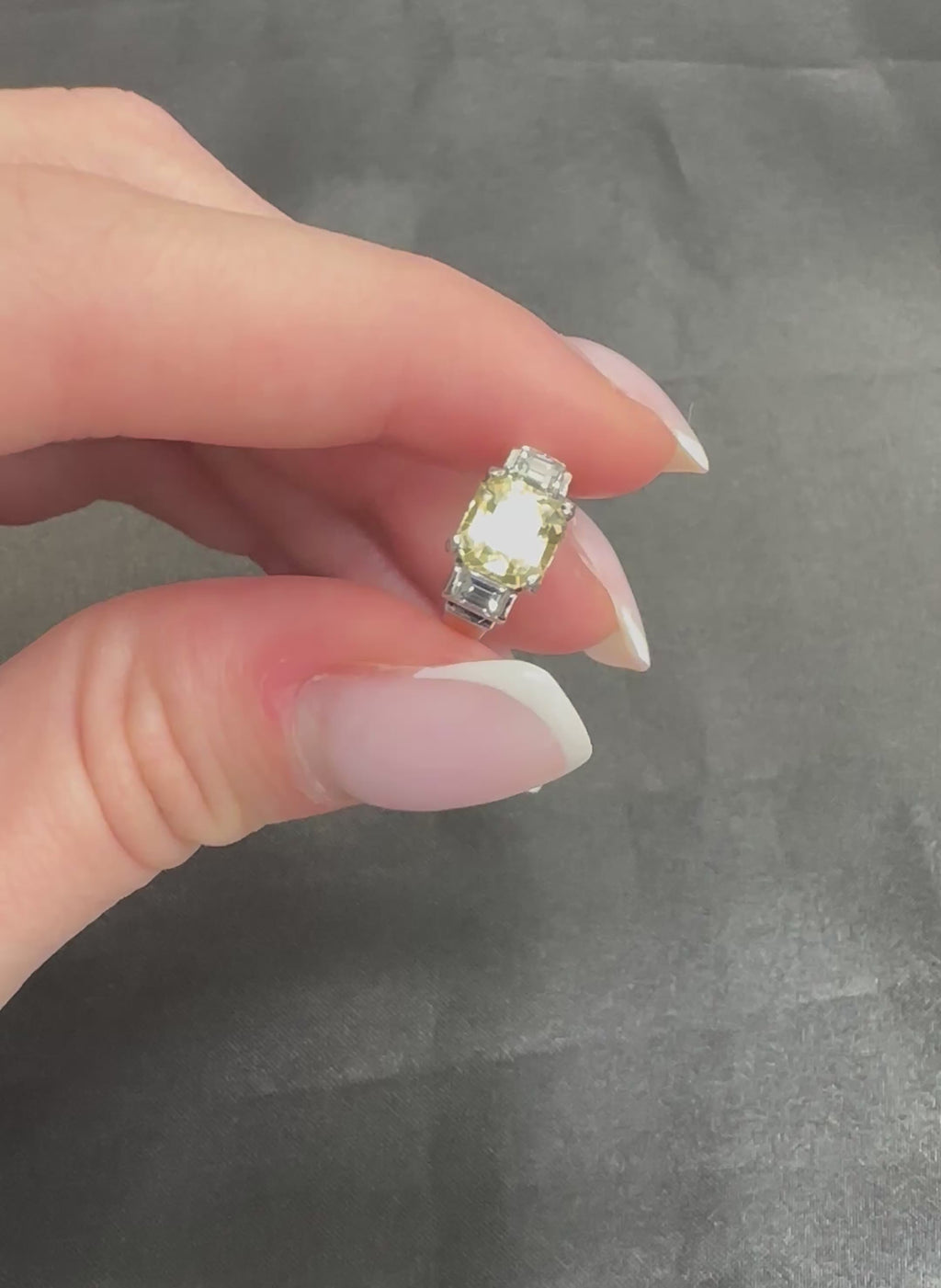 1.87ct GIA Ceylon No Heat Yellow Sapphire 0.45ct Diamond Platinum Ring Size 5.75