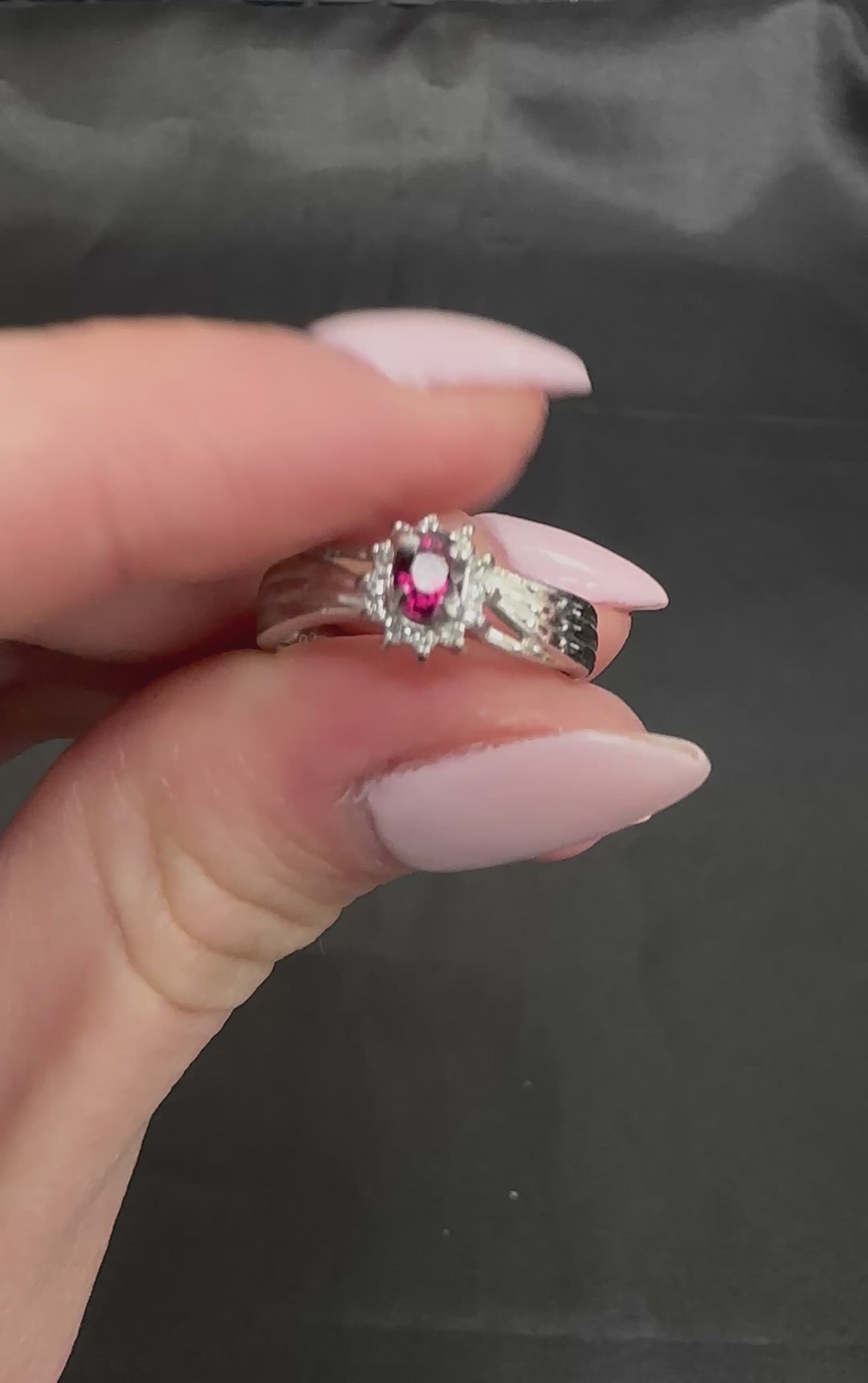 Vintage 0.35ct Intense Red Ruby & 0.09ct Diamond Platinum Ring Size 5.75