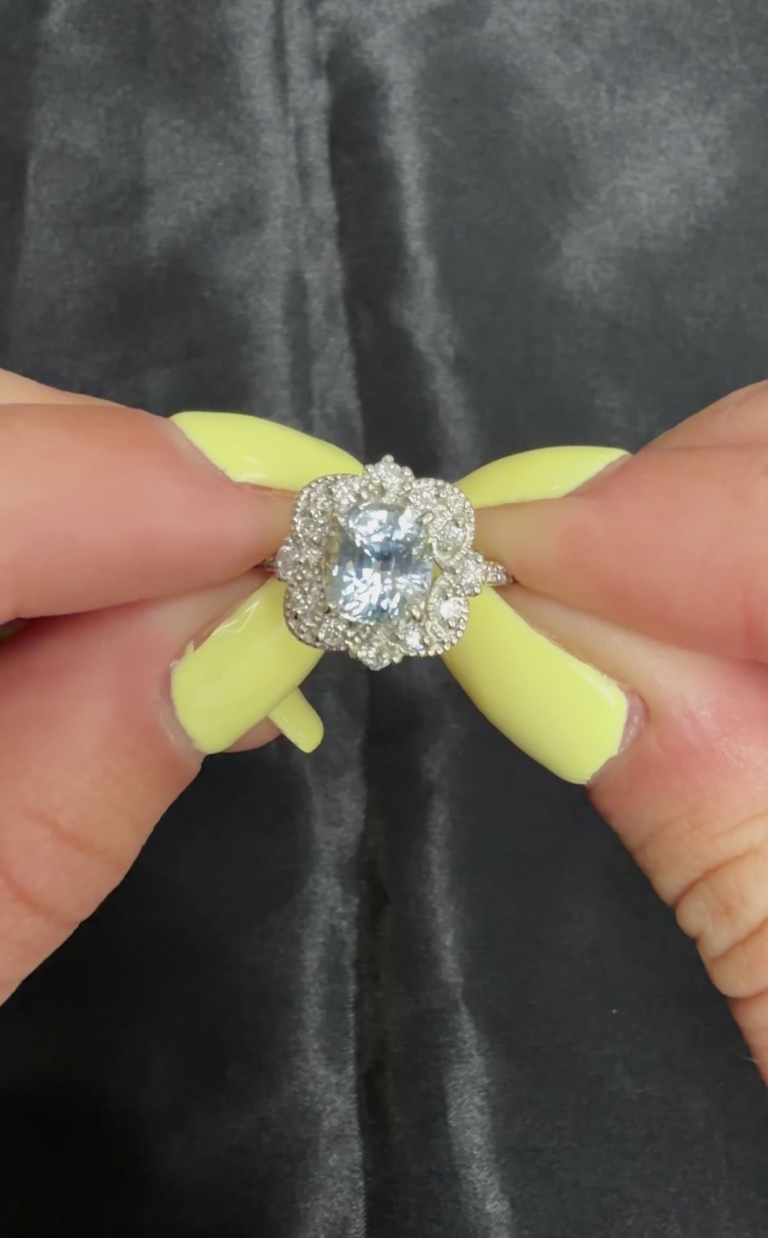 RARE 2.69ct GIA No Heat Bi Color Sapphire & 0.42ct Diamond Platinum Ring Size 6