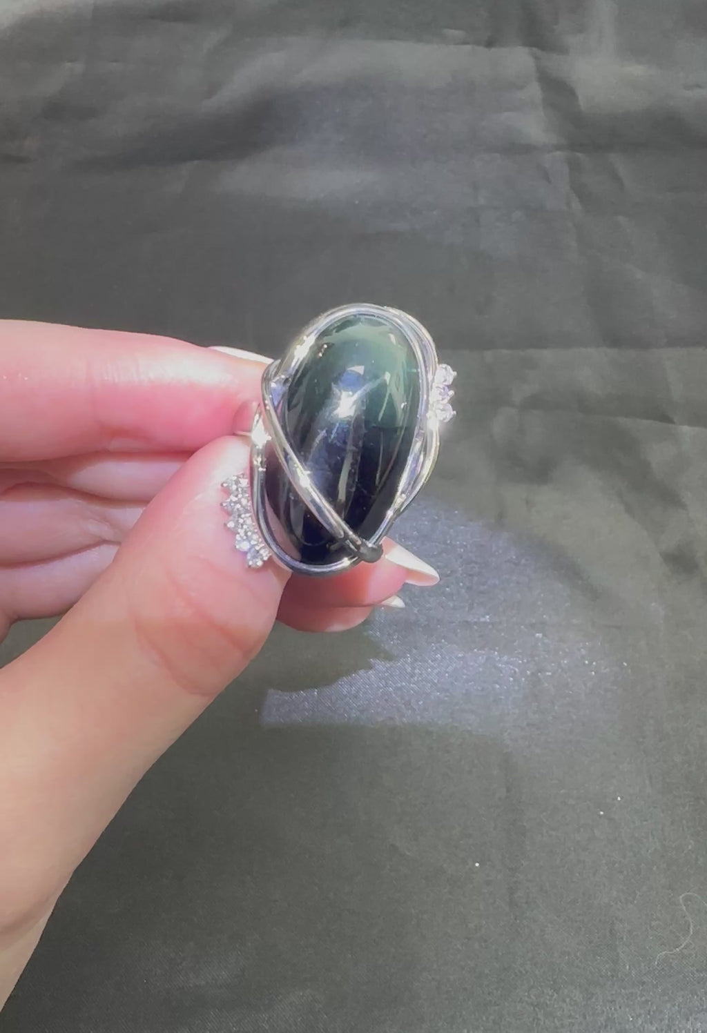 38.45ct Bi-Color Indicolite Tourmaline 0.28ct Diamond Platinum Ring Size 6.5