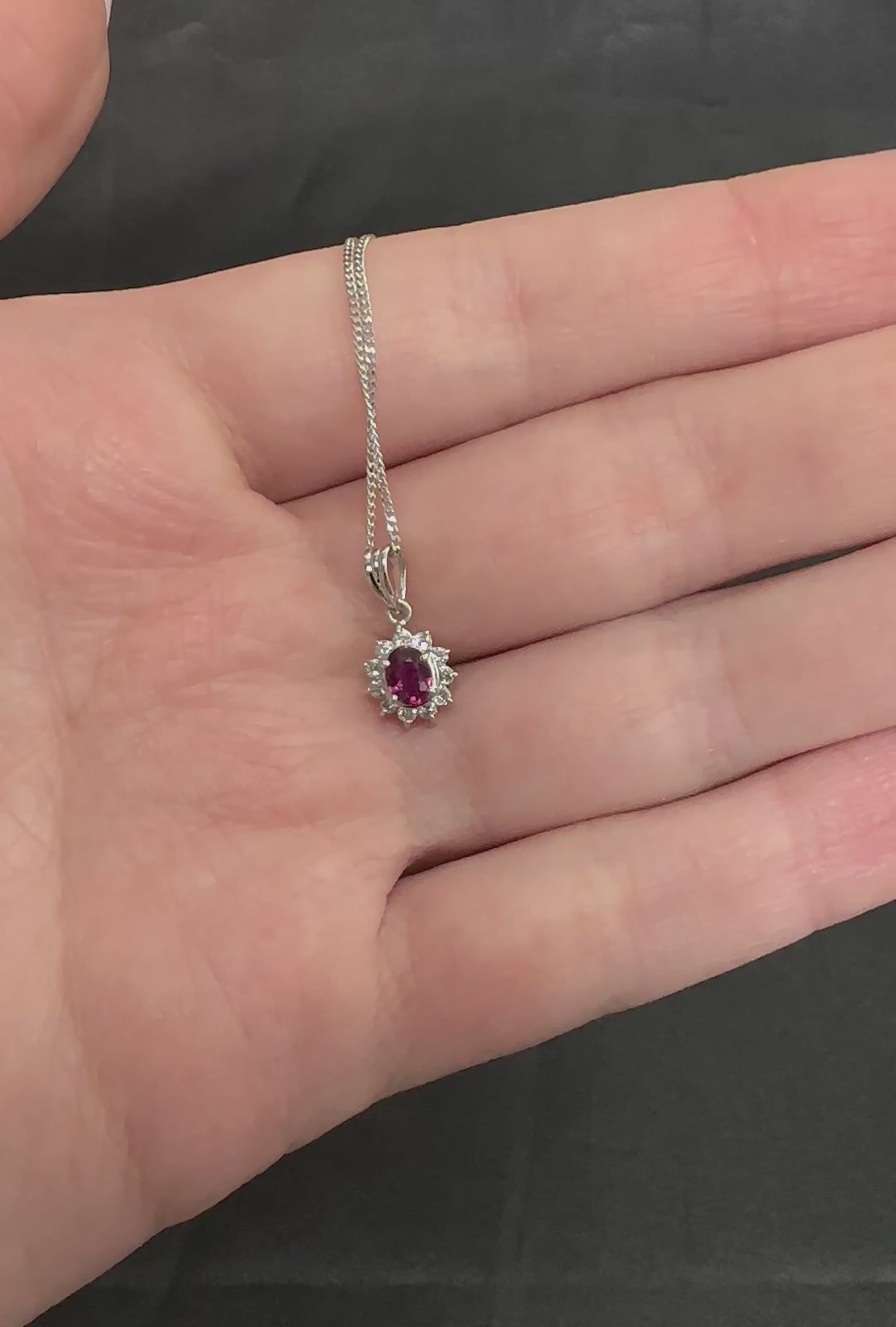 Fine 0.16ct Natural Ruby & 0.06ct Diamond 16 Inch Platinum Necklace, 2.48g