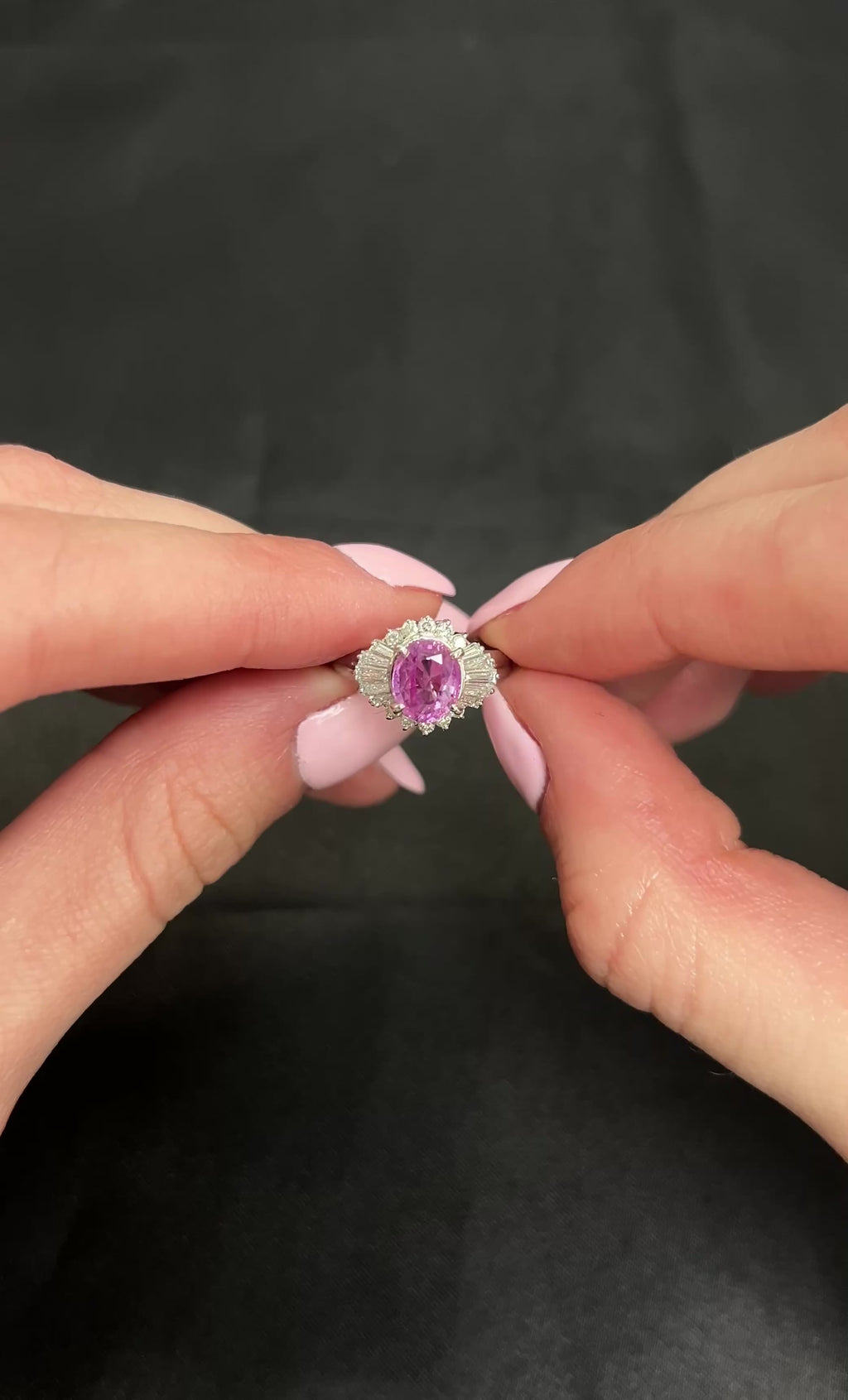 Fine 1.83ct Vivid Pink Sapphire & 0.58ct Diamond Platinum Ring Size 6.5, 5.7g