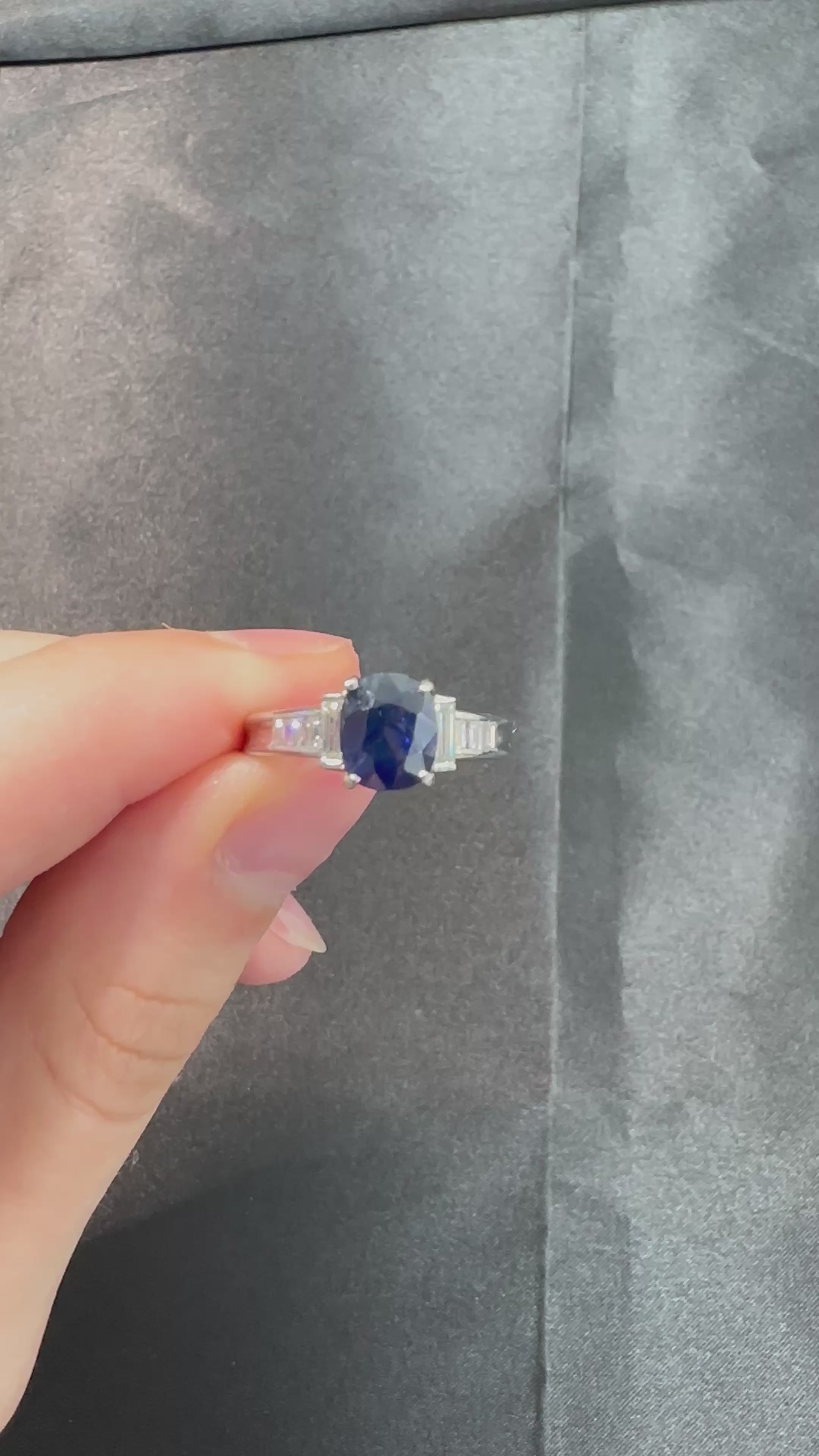 1.89ct GIA Burma No Heat Blue Sapphire & 0.54ct Diamond Platinum Ring Size 7.5