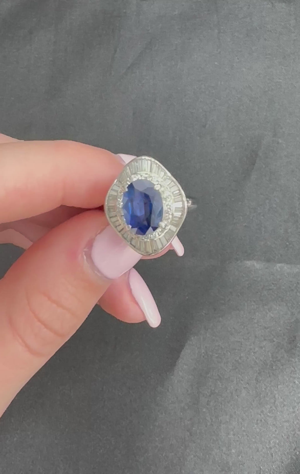 Vintage 6.27ct GIA Certified Sapphire & 1.46ct Diamond Platinum Ring, Size 8.25