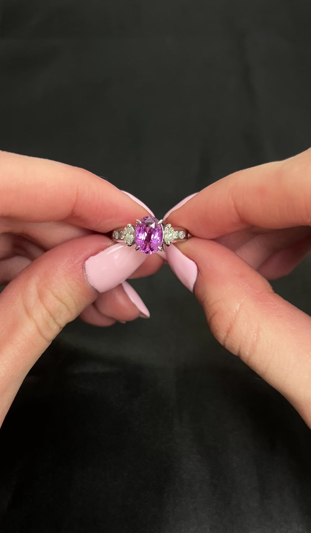 Fine 2.91ct GIA Vivid Pink Ceylon Sapphire & 0.54ct Diamond Platinum Ring Size 6