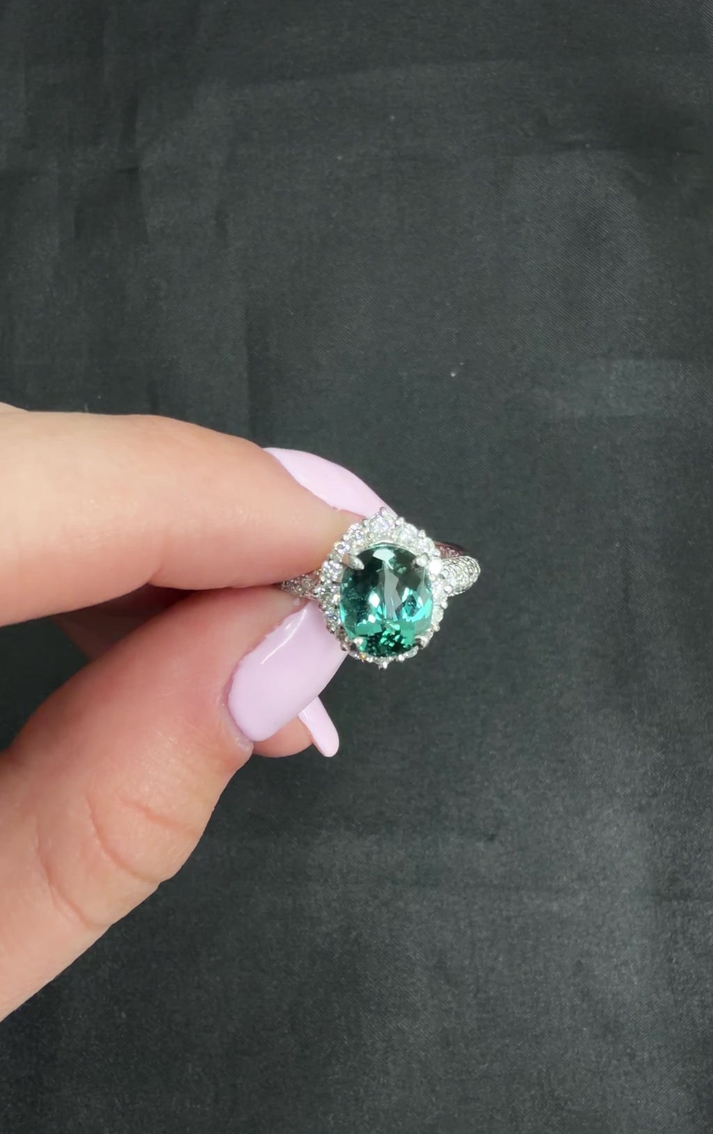 2.78ct Natural Indicolite Blue Tourmaline 0.44ct Diamond Platinum Ring Size 5.5