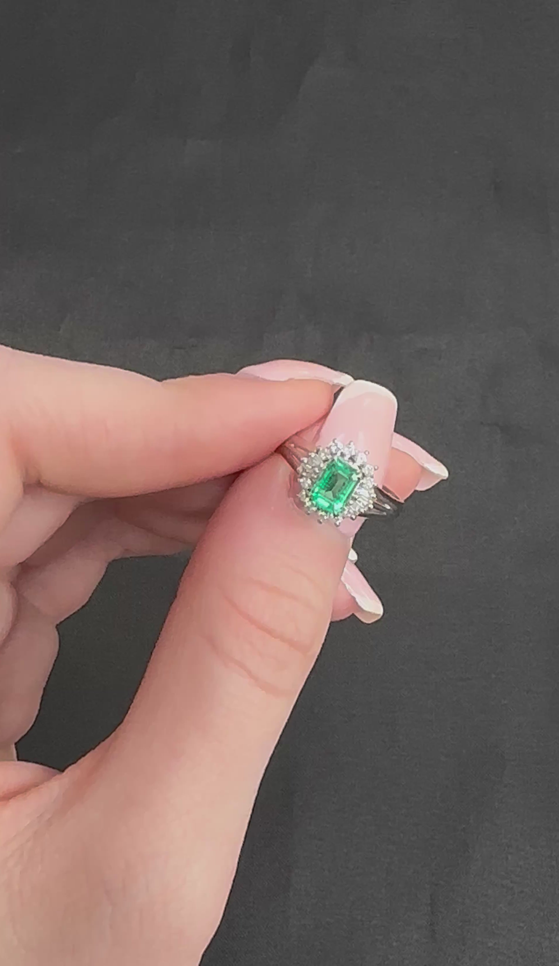 Fine 0.73ct GIA Certified No Oil Emerald 0.25ct Diamond Platinum Ring Size 5.75