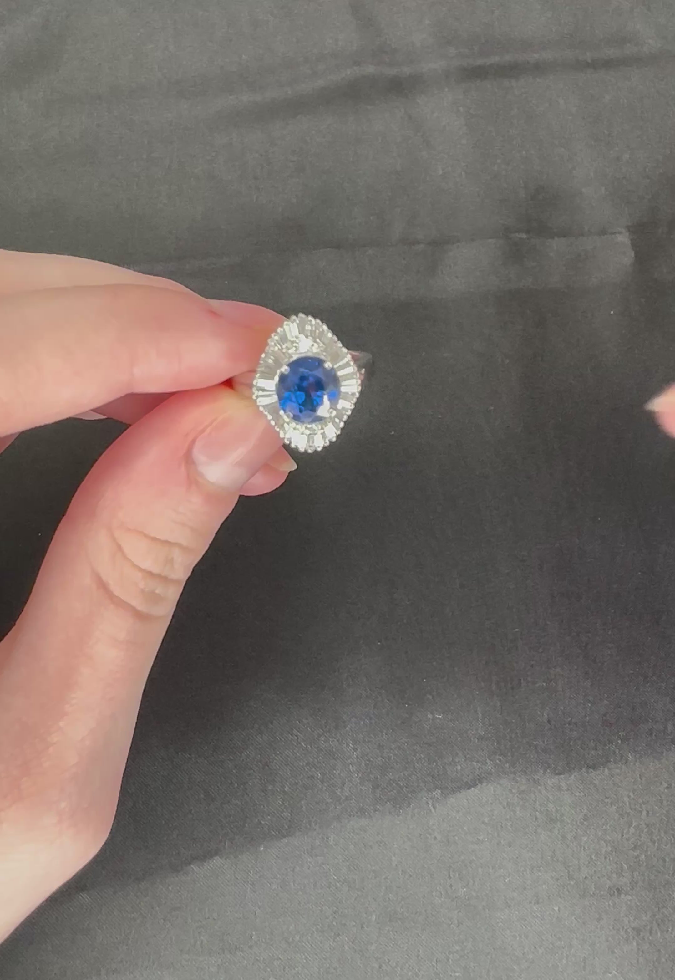 Fine 3.01ct GIA Royal Blue Sapphire & 0.64ct Diamond Platinum Ring, Size 5.75