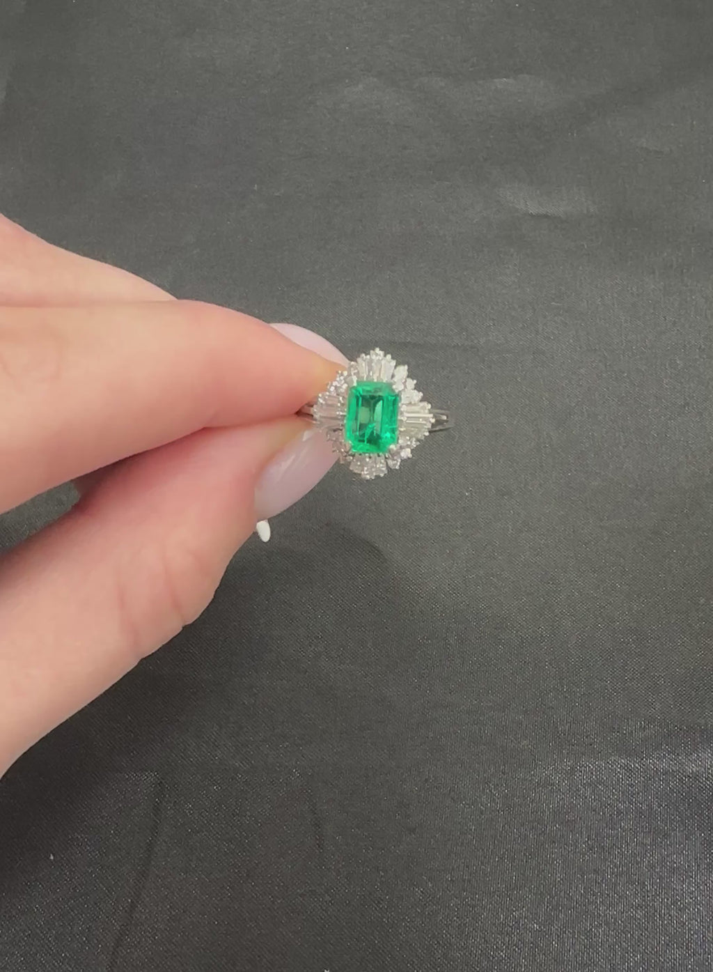 Fine 1.36ct GIA Certified Colombian Emerald 0.75ct Diamond Platinum Ring Size 5