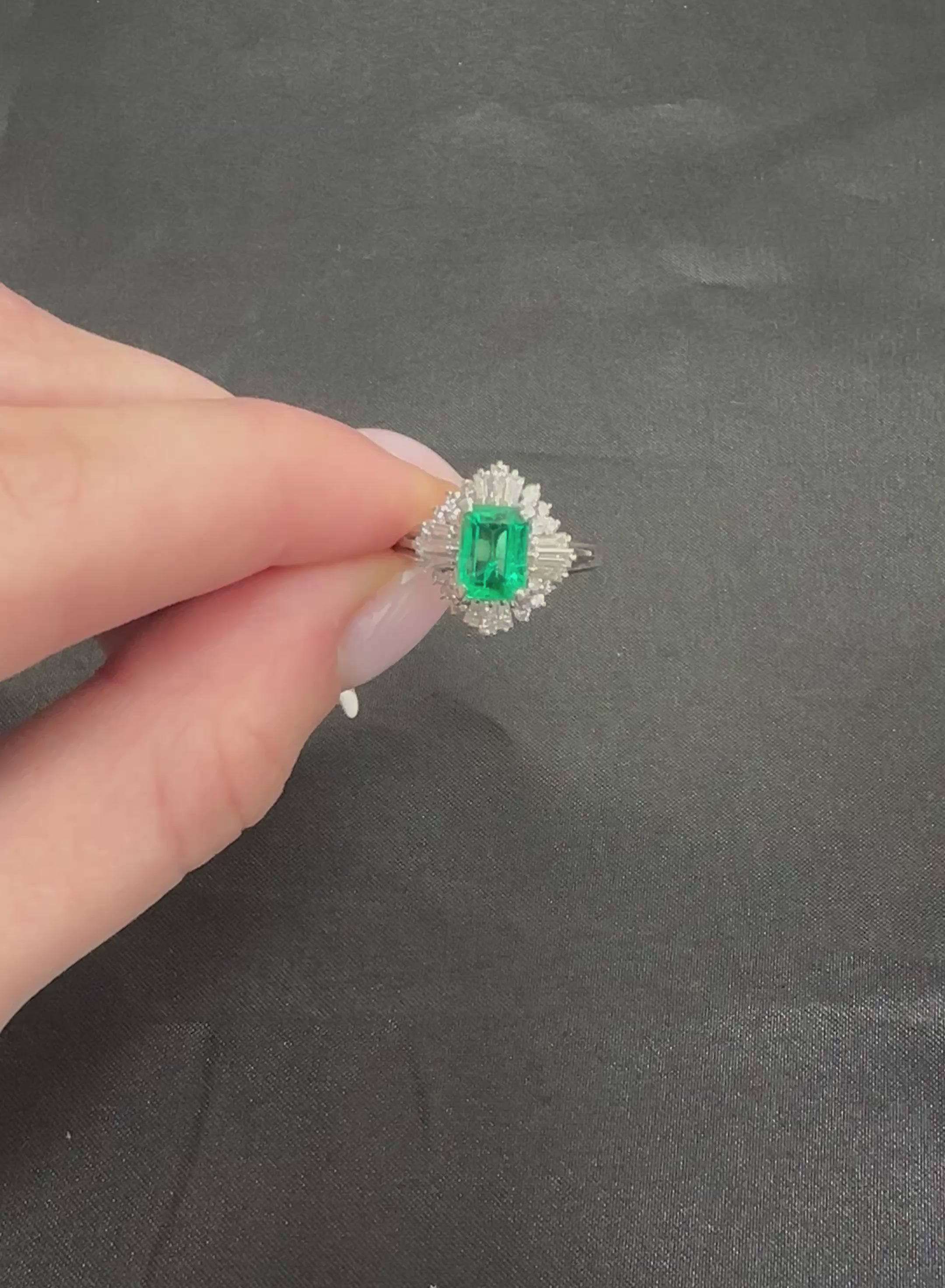Fine 1.36ct GIA Certified Colombian Emerald 0.75ct Diamond Platinum Ring Size 5
