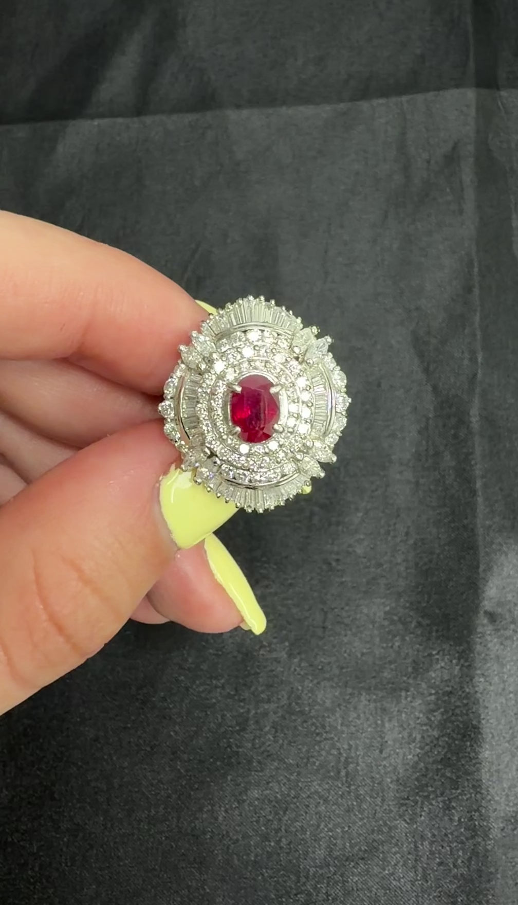 Vintage 1.21ct GIA Certified Burma Ruby & 1.99ct Diamond Platinum Ring, Size 6