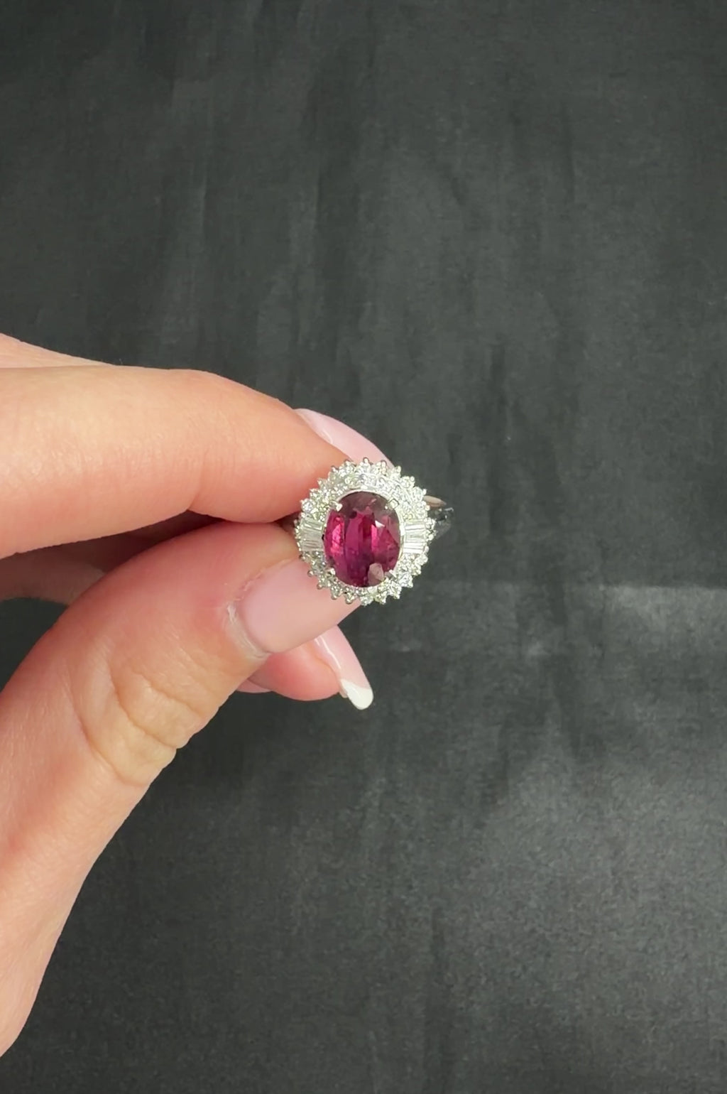 Vintage 2.04ct GIA Certified Thai Ruby & 0.49ct Diamond Platinum Ring, Size 5.25