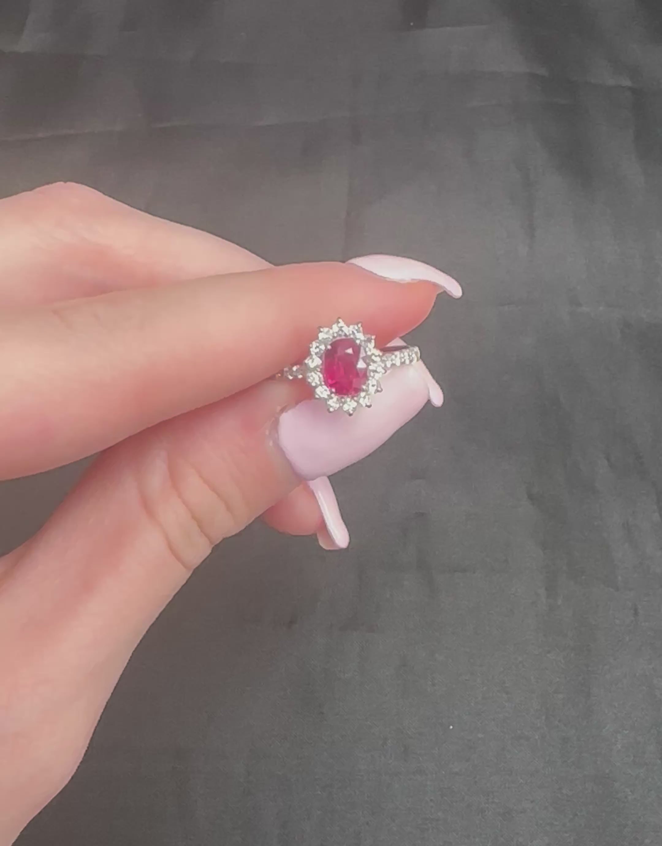 Fine 1.31ct AIGS GIA Pigeon Blood Ruby 0.46ct Diamond Platinum Ring Size 7