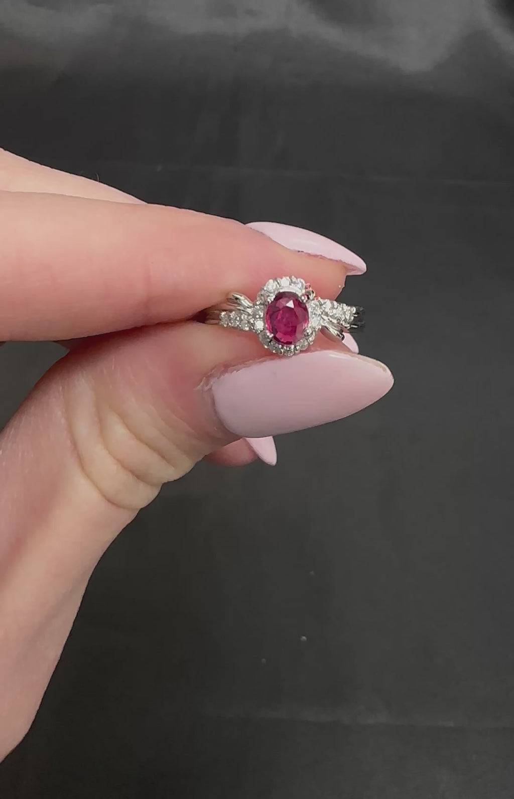 Vintage 0.38ct Vivid Red Natural Ruby & 0.14ct Diamond Platinum Ring Size 4.5