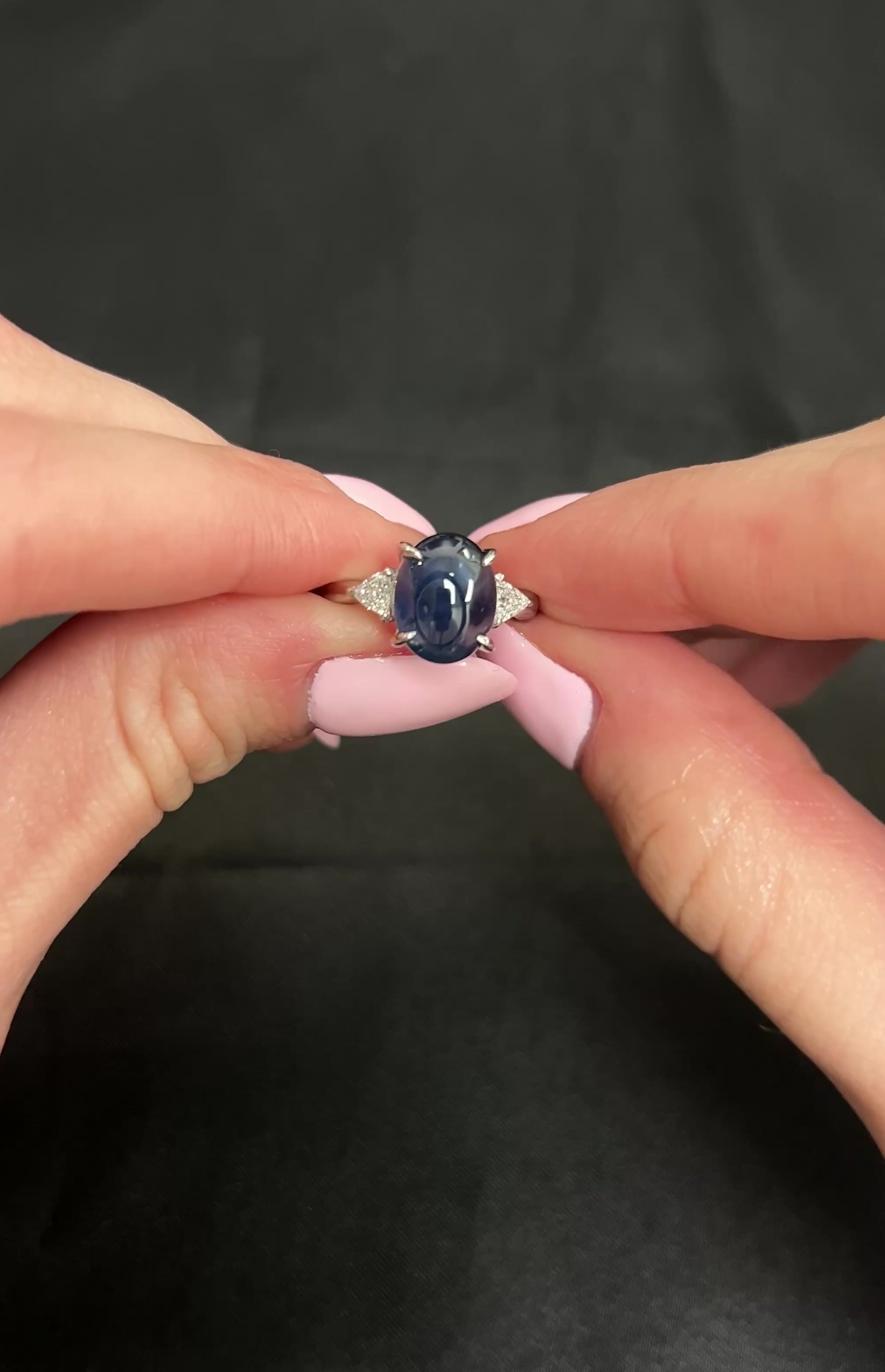 4.54ct Natural Untreated Blue Sapphire & 0.21ct Diamond Platinum Ring Size 6.75