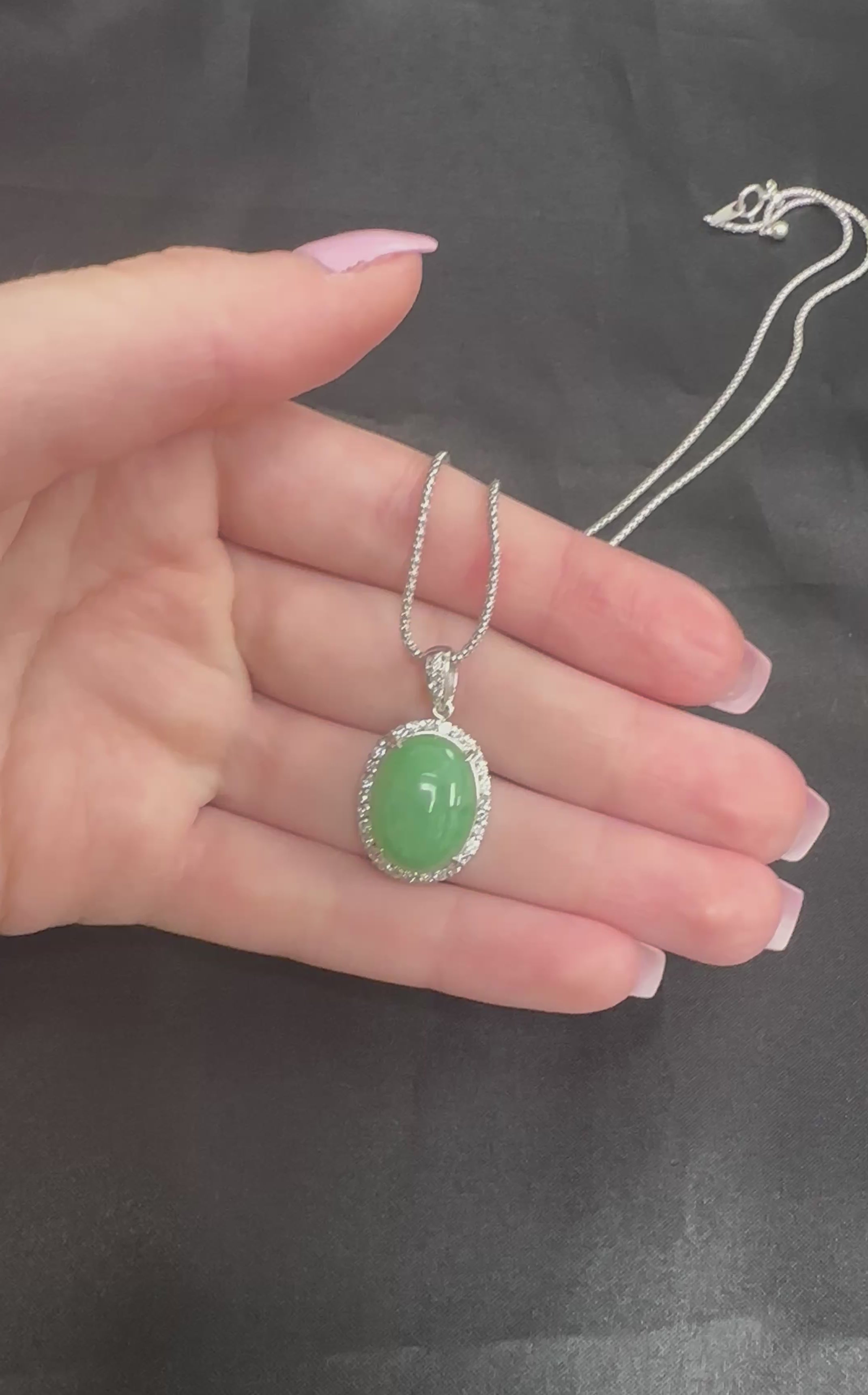 13.24ct Natural Untreated Jadeite Jade 0.61ct Diamond Platinum 17" Necklace