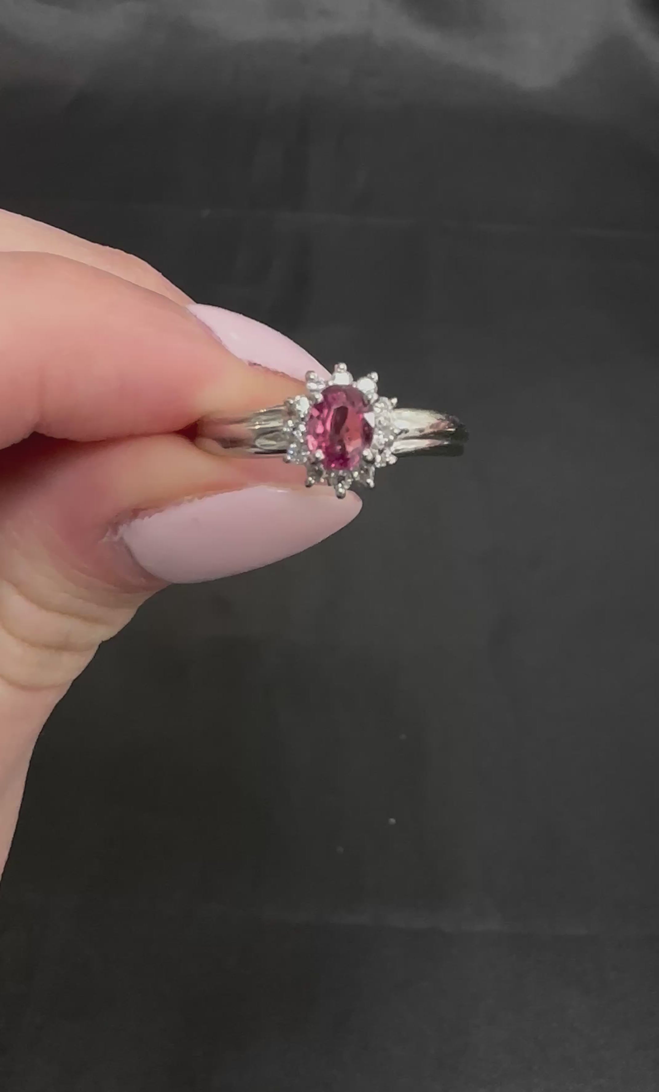 Fine 0.54ct Padparadscha Sapphire & 0.15ct Diamond Platinum Ring Size 7.5, 4.62g
