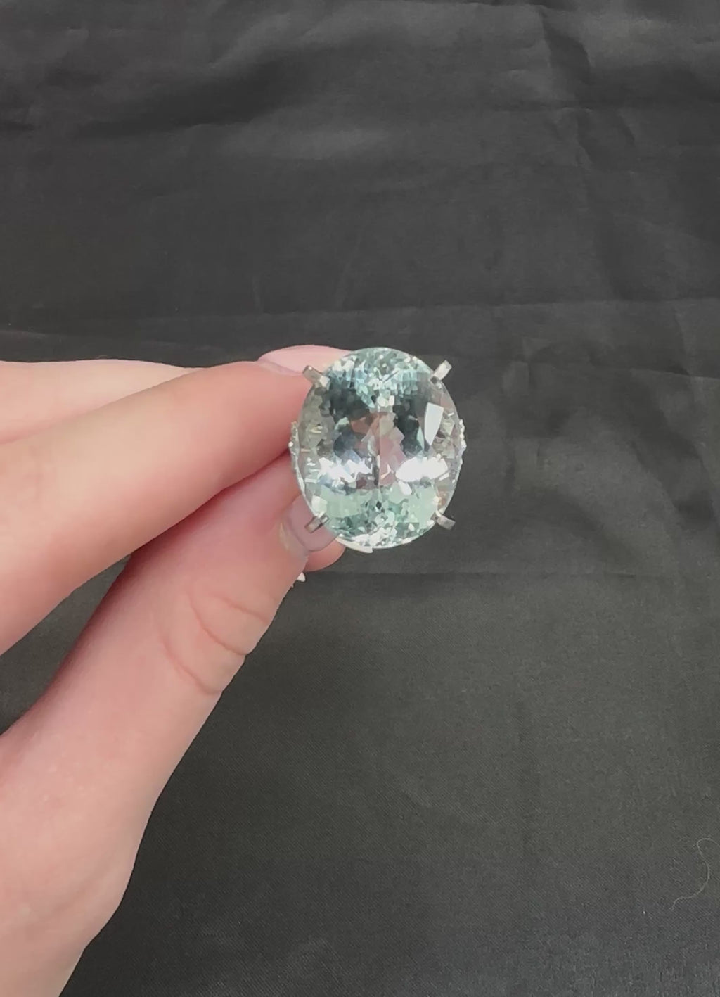 Fine 28.80ct Natural Aquamarine 0.12ct Diamond Platinum Ring 14.8gr Size 8.5