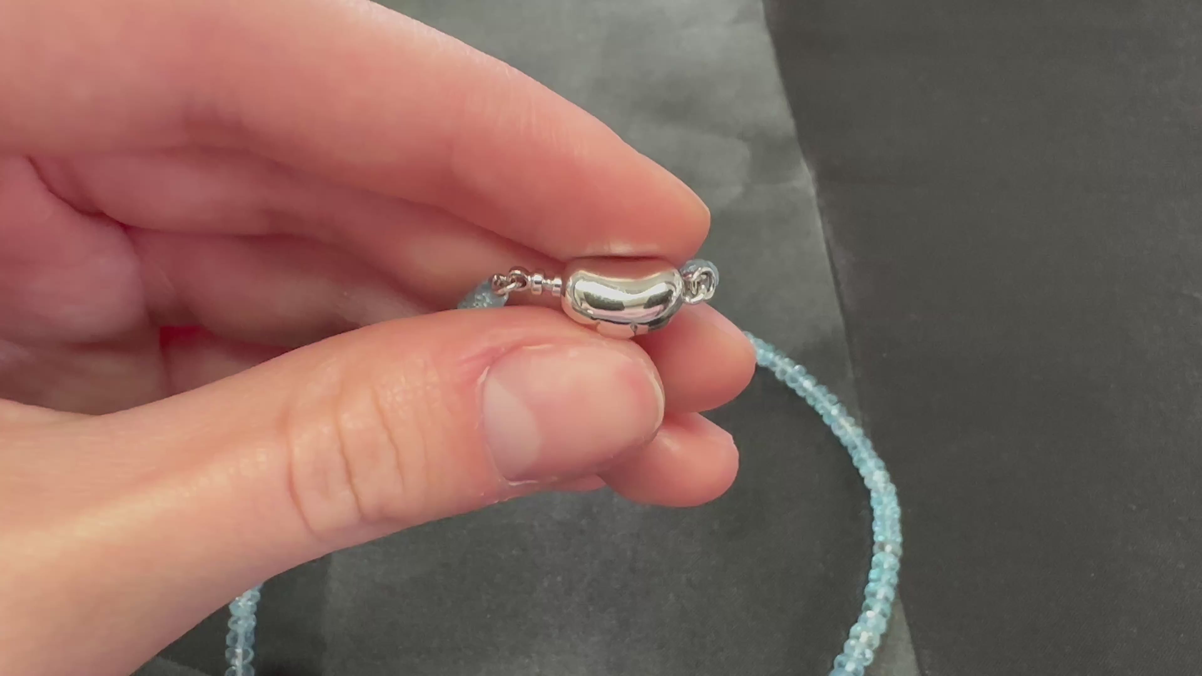 Estate 40ct 4.7mm Natural Aquamarine Bead 17" Sterling Silver Necklace, 12.9g