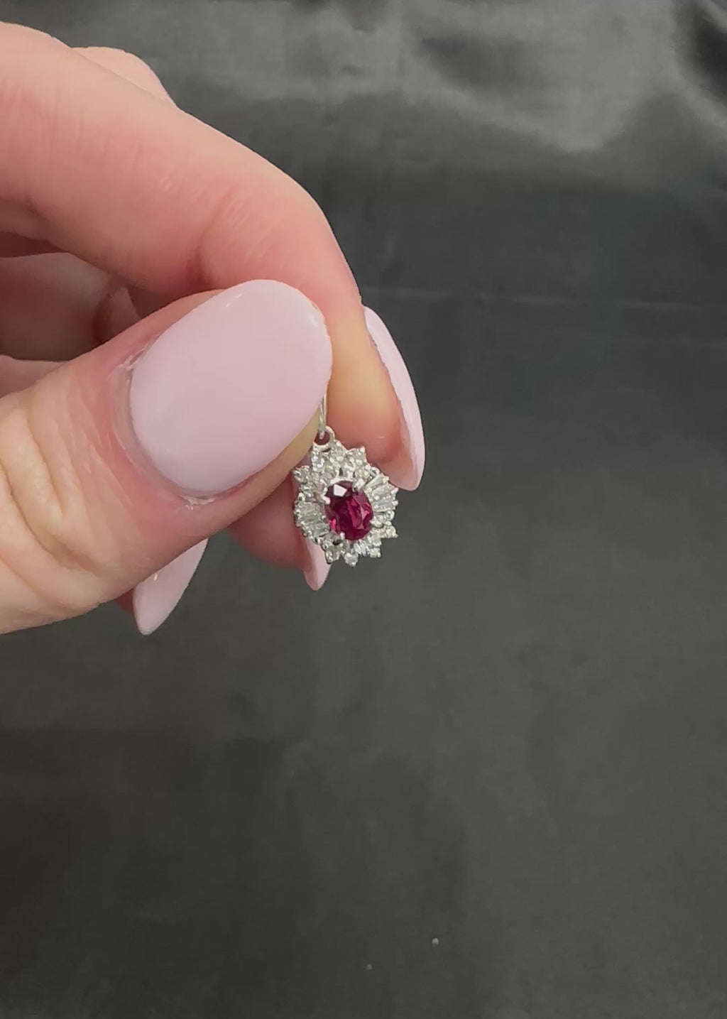 Fine 0.56ct Vivid Red Natural Ruby & 0.20ct Diamond Platinum Pendant, 2.02g