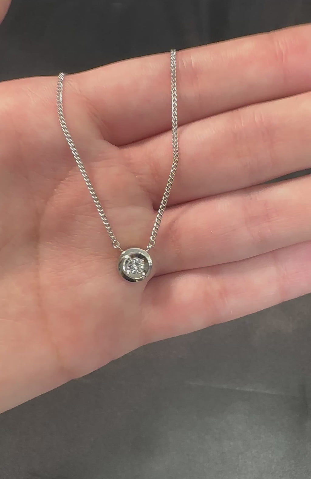 Vintage 0.19ct Round Brilliant Cut Natural Diamond Platinum Chain Necklace