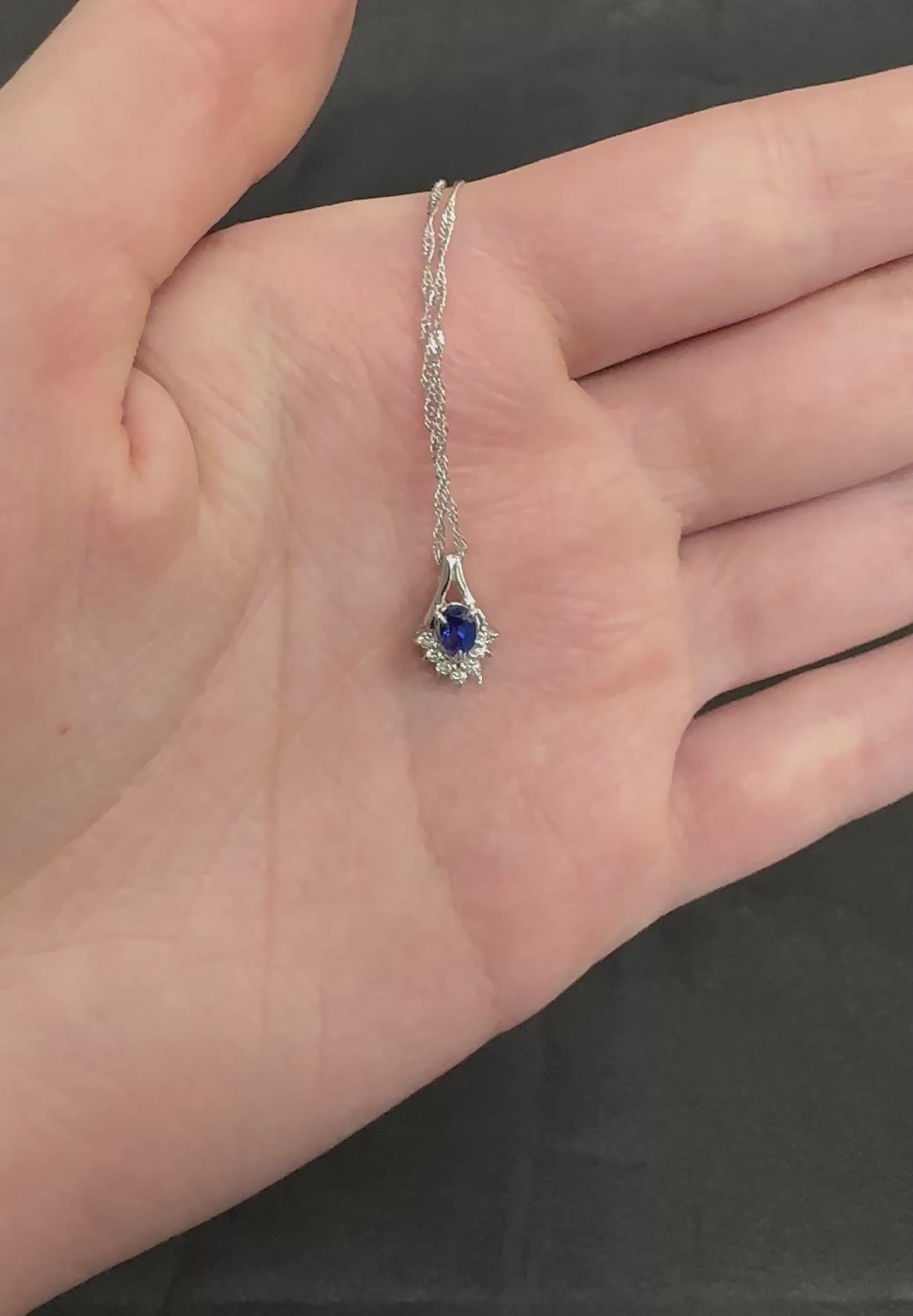 0.35ct Royal Blue Sapphire & 0.07ct Diamond 16 Inch Platinum Necklace, 2.87g