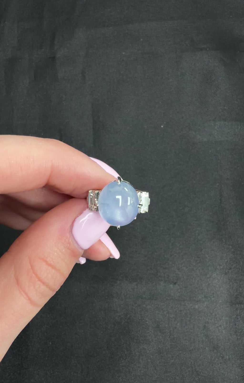 Fine 10.52ct Natural Star Sapphire & 0.20ct Diamond Platinum Ring, Size 5.75