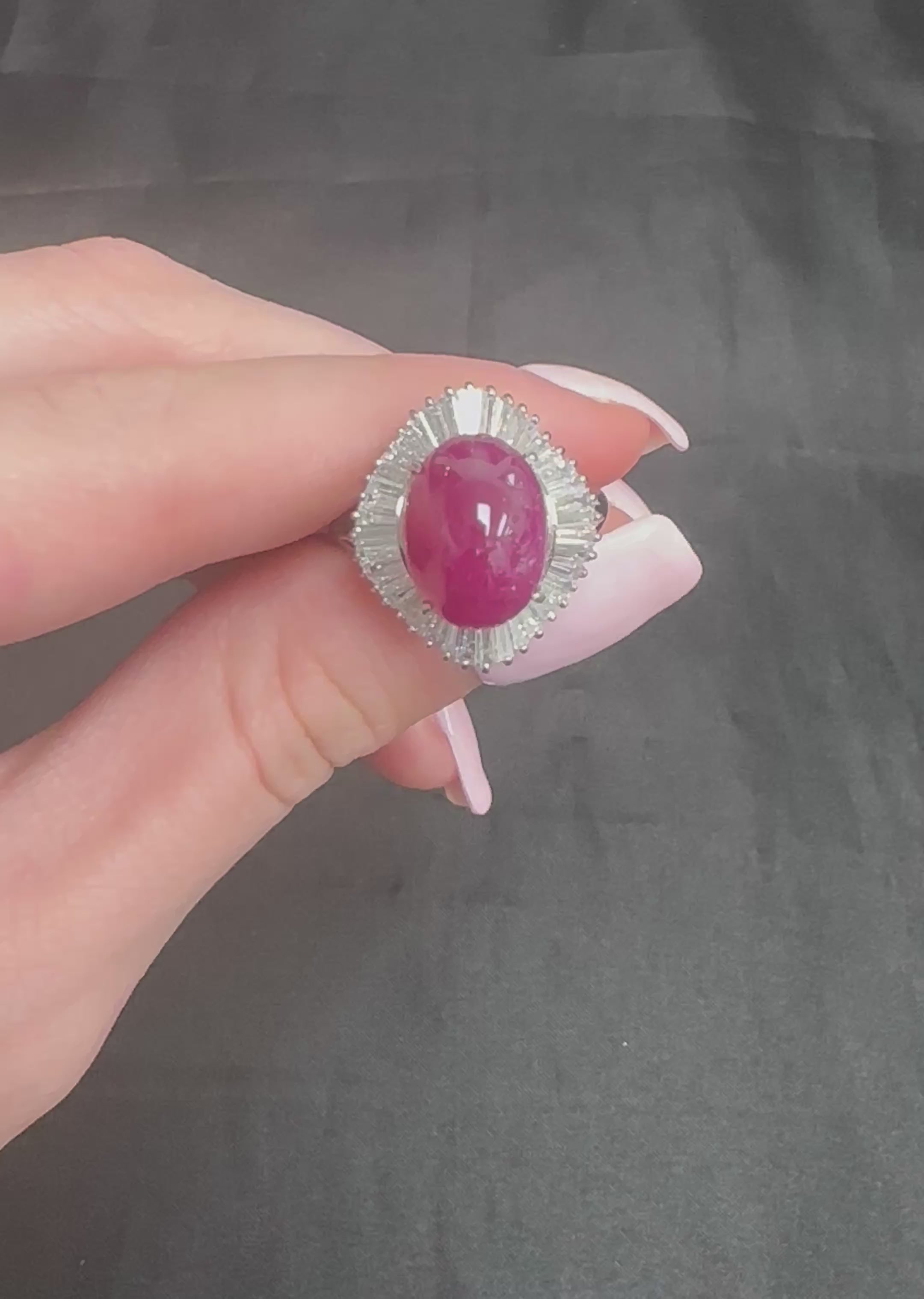 Vintage 10.23ct Natural Ruby & 1.58ct Diamond Platinum Ring Size 8.25 13.4gr